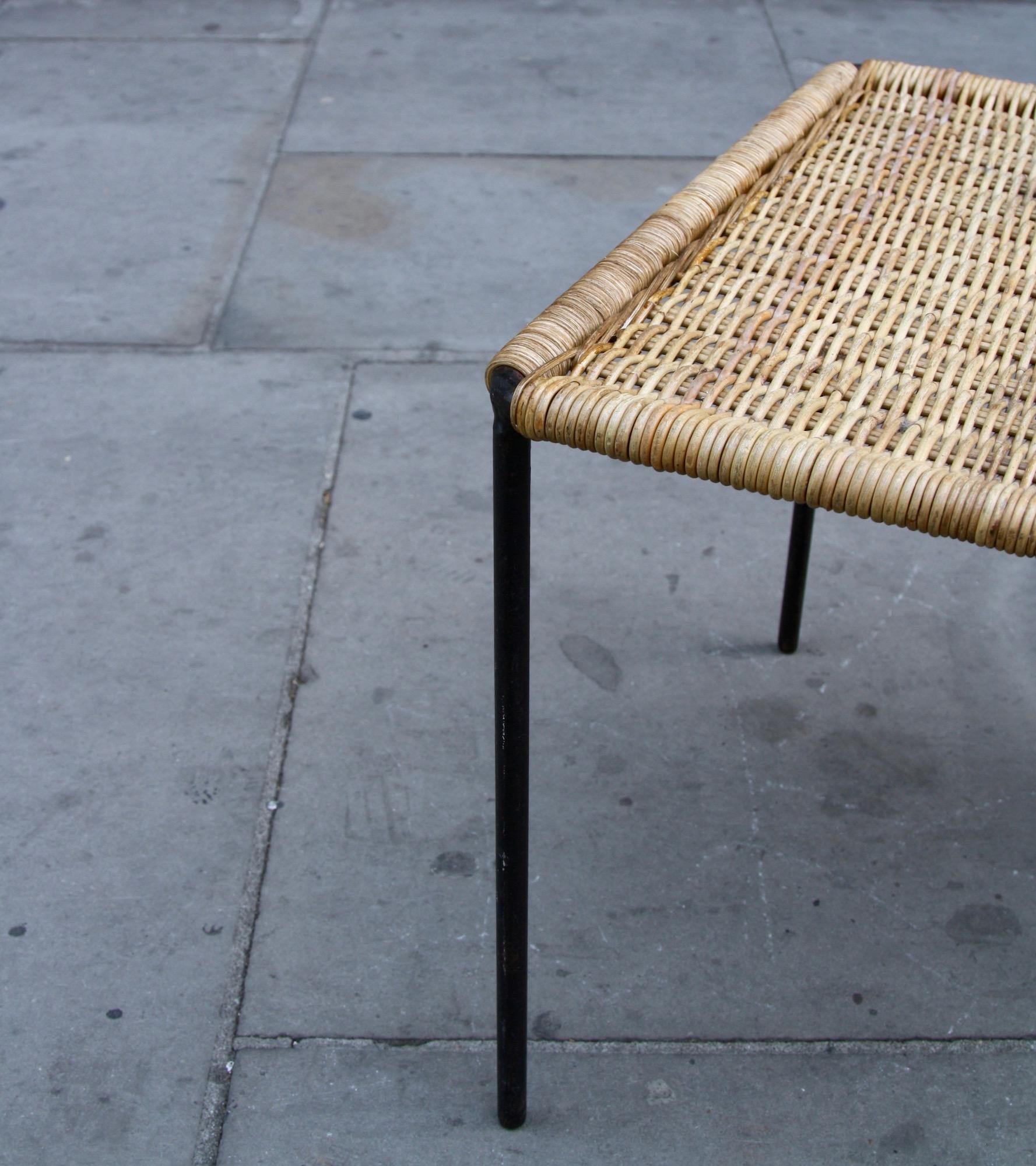 Mid-Century Modern Carl Auböck II Medium Square Wicker Table