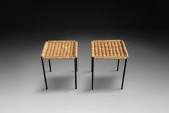 Carl Auböck II. Pair Rattan Side Tables, Austria 1950s