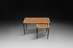 Carl Auböck II. Rattan Pair Nesting Side Tables, Austria 1950s