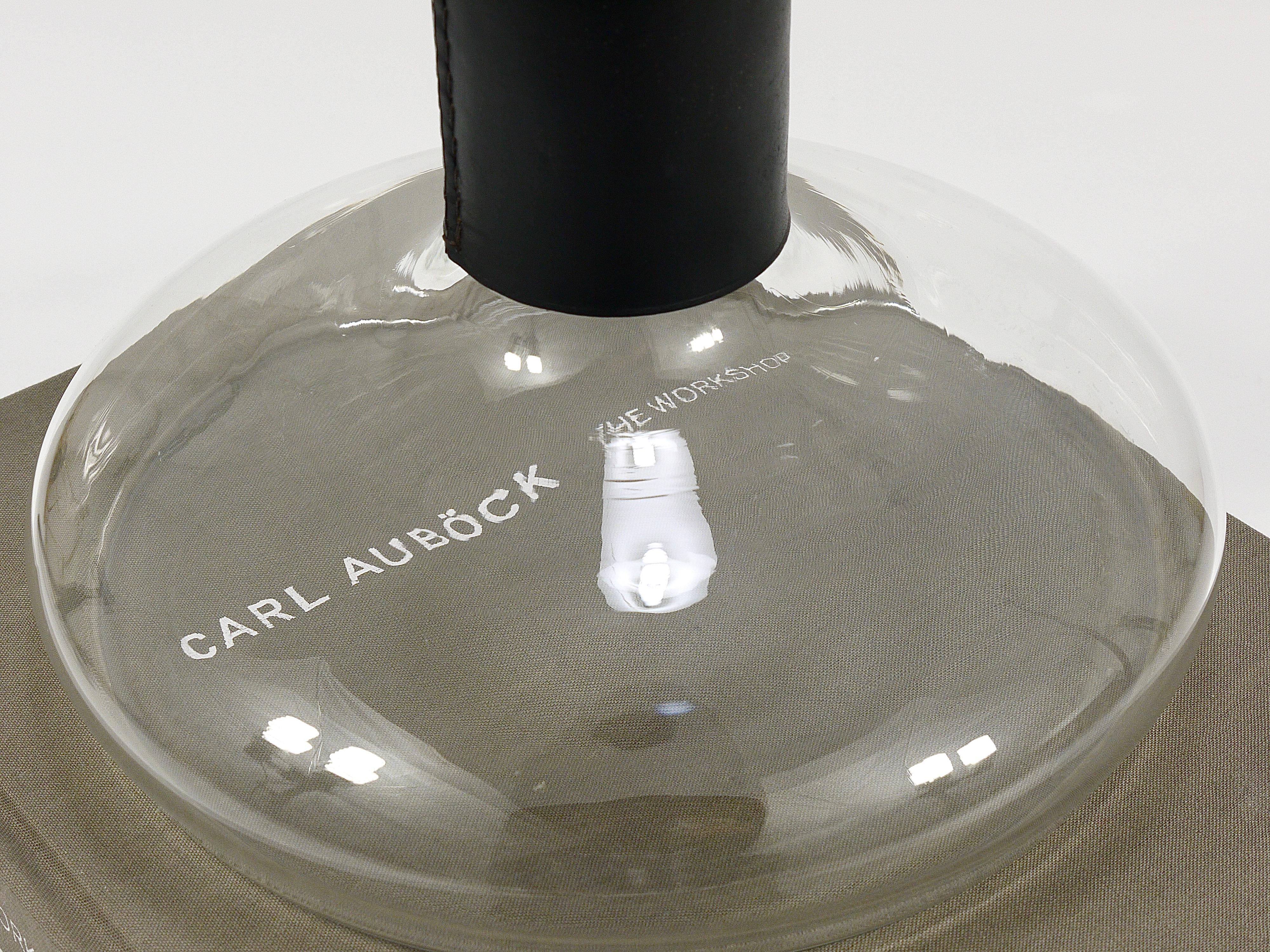 Carl Aubock II Vase Decanter with Black Leather Top, Midcentury, Austria, 1950s For Sale 4