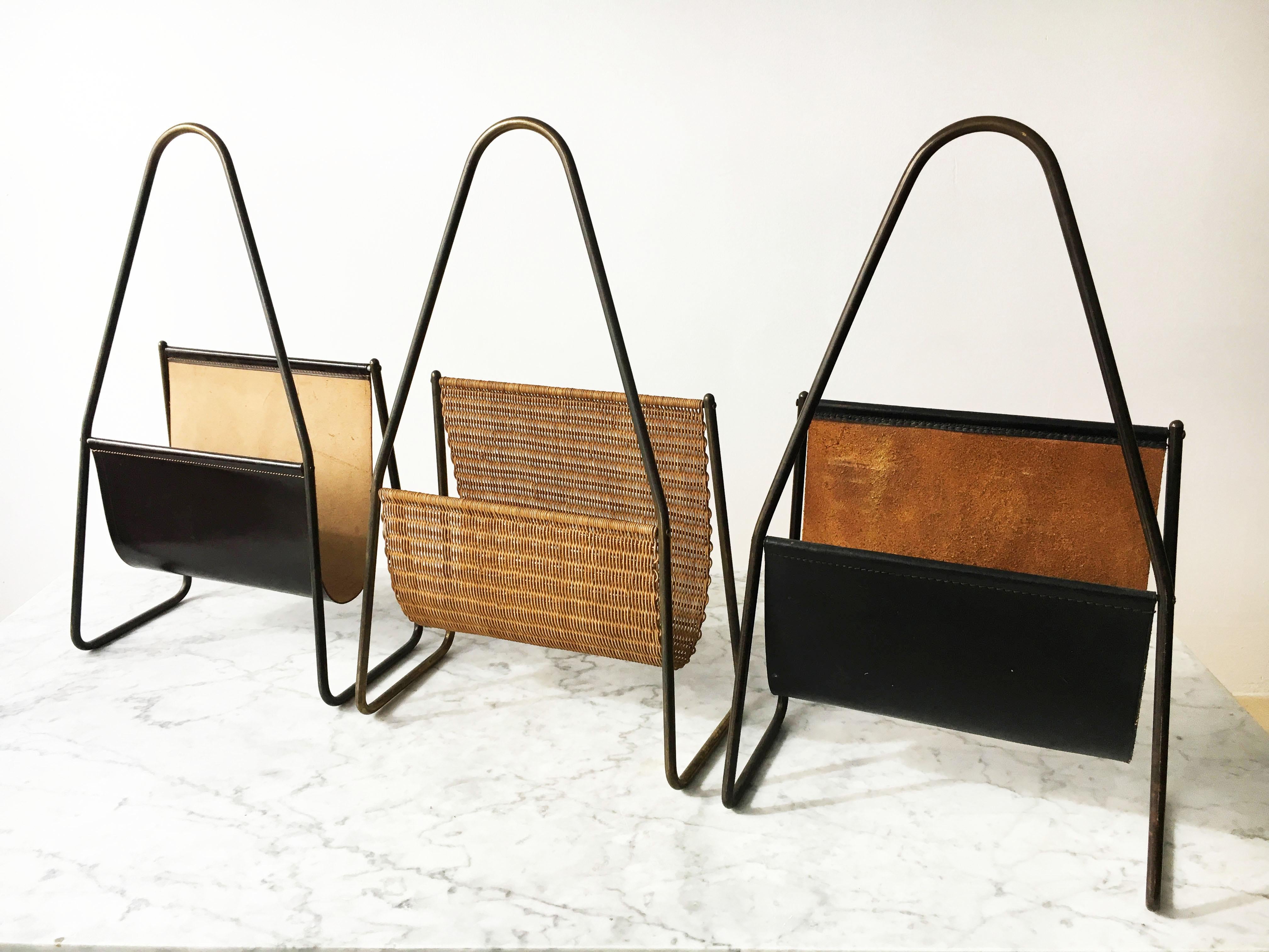 Carl Auböck II Vintage Magazine Stand Collection Group of Three, Austria, 1950s For Sale 6