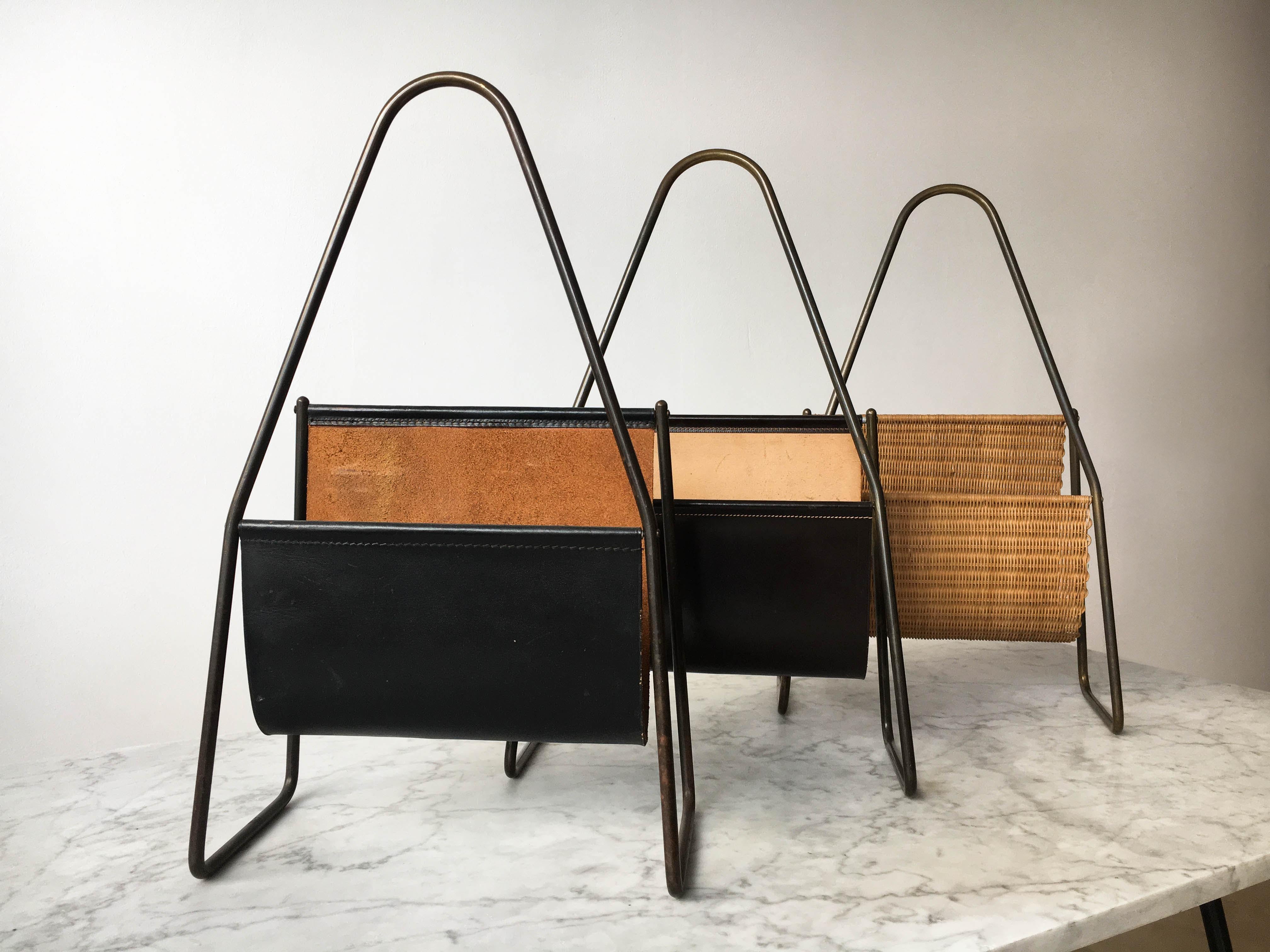 Carl Auböck II Vintage Magazine Stand Collection Group of Three, Austria, 1950s For Sale 1
