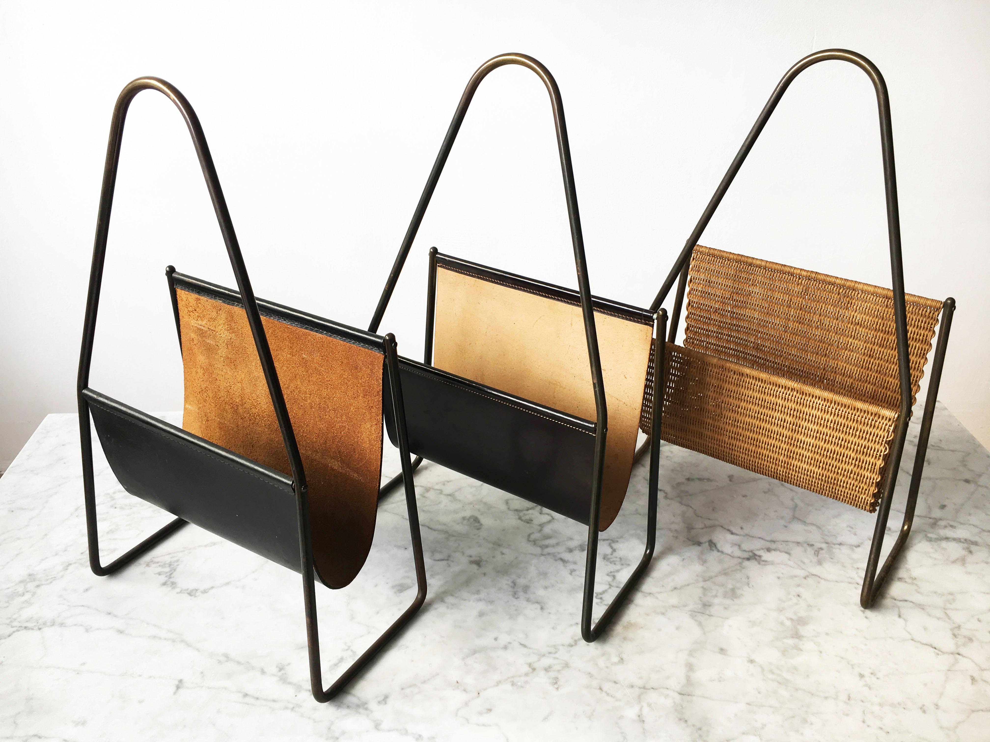 Carl Auböck II Vintage Magazine Stand Collection Group of Three, Austria, 1950s For Sale 2