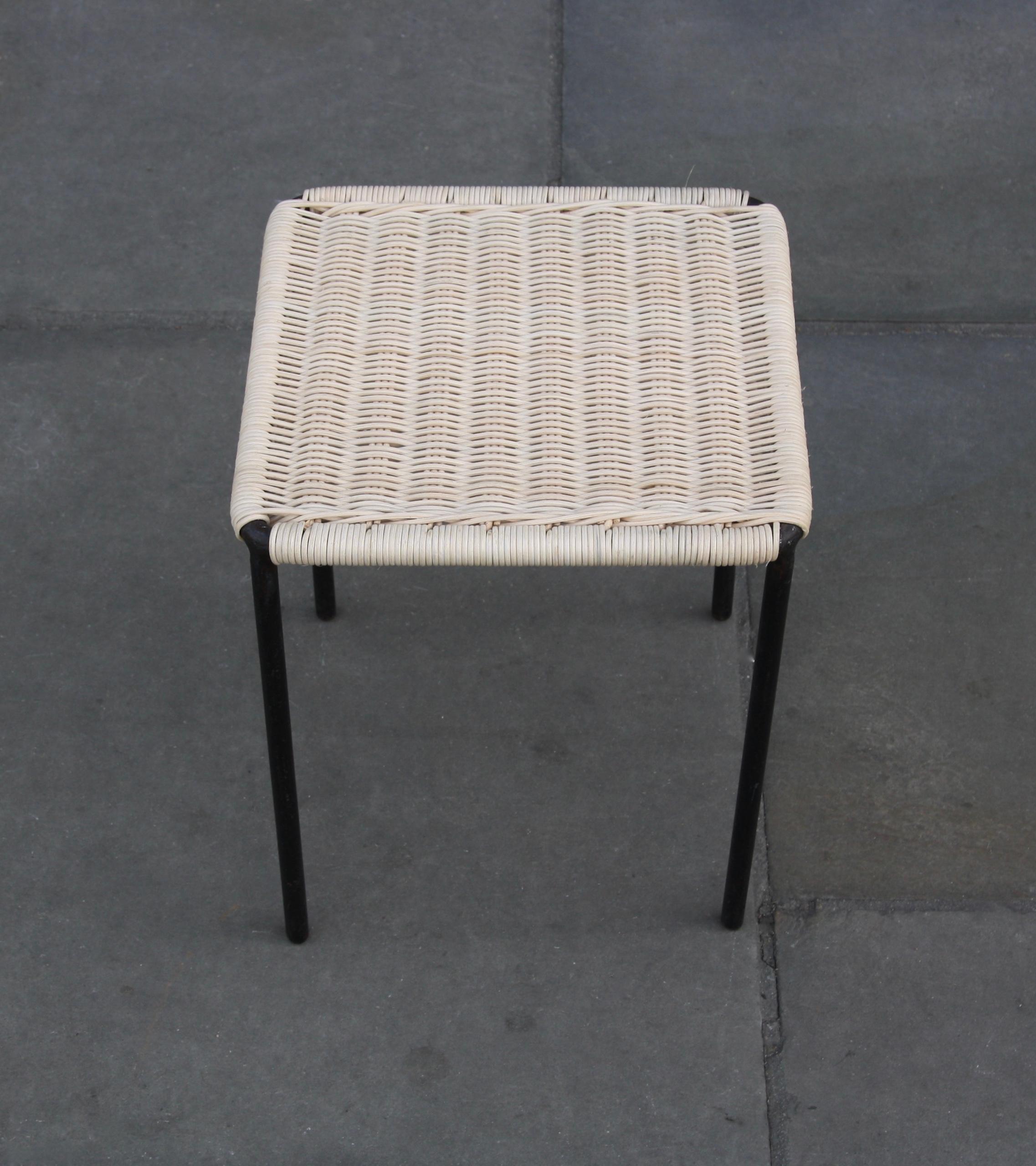 Carl Auböck II Vintage Woven Wicker Small Square Sized Table, circa 1950 For Sale 2