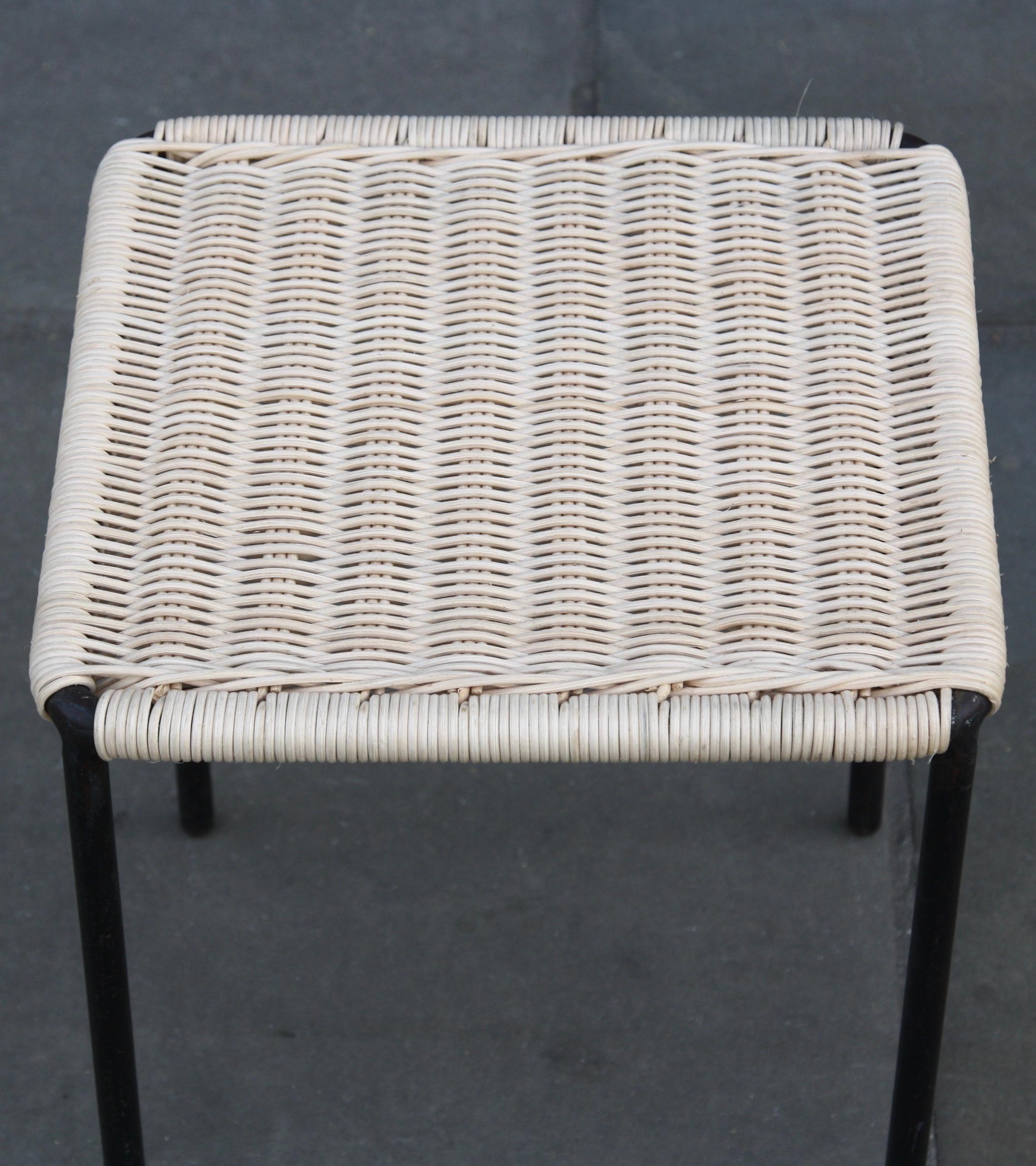 Carl Auböck II Vintage Woven Wicker Small Square Sized Table, circa 1950 For Sale 3