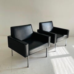 Patinated Leather Arm Lounge Chairs, Austria, 1960s