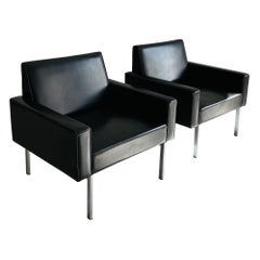Carl Auböck III Attributed Patinated Leather Arm Lounge Chairs, Austria, 1960s