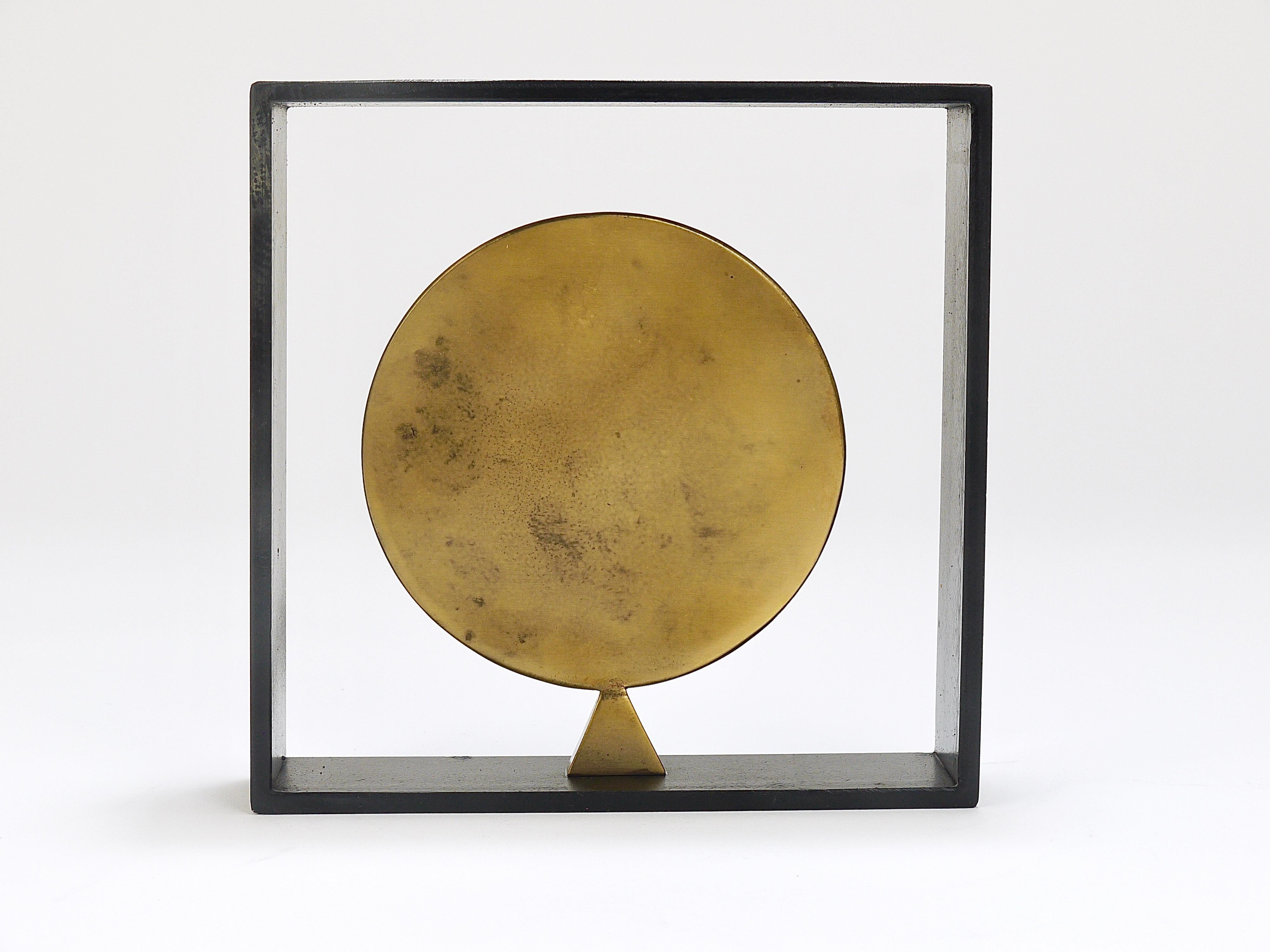 Carl Aubock Iron & Brass Coin Medal Midcentury Bookend, Austria, 1970s For Sale 8