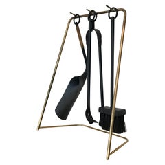 Carl Aubock Iron + Brass Fireplace Tools