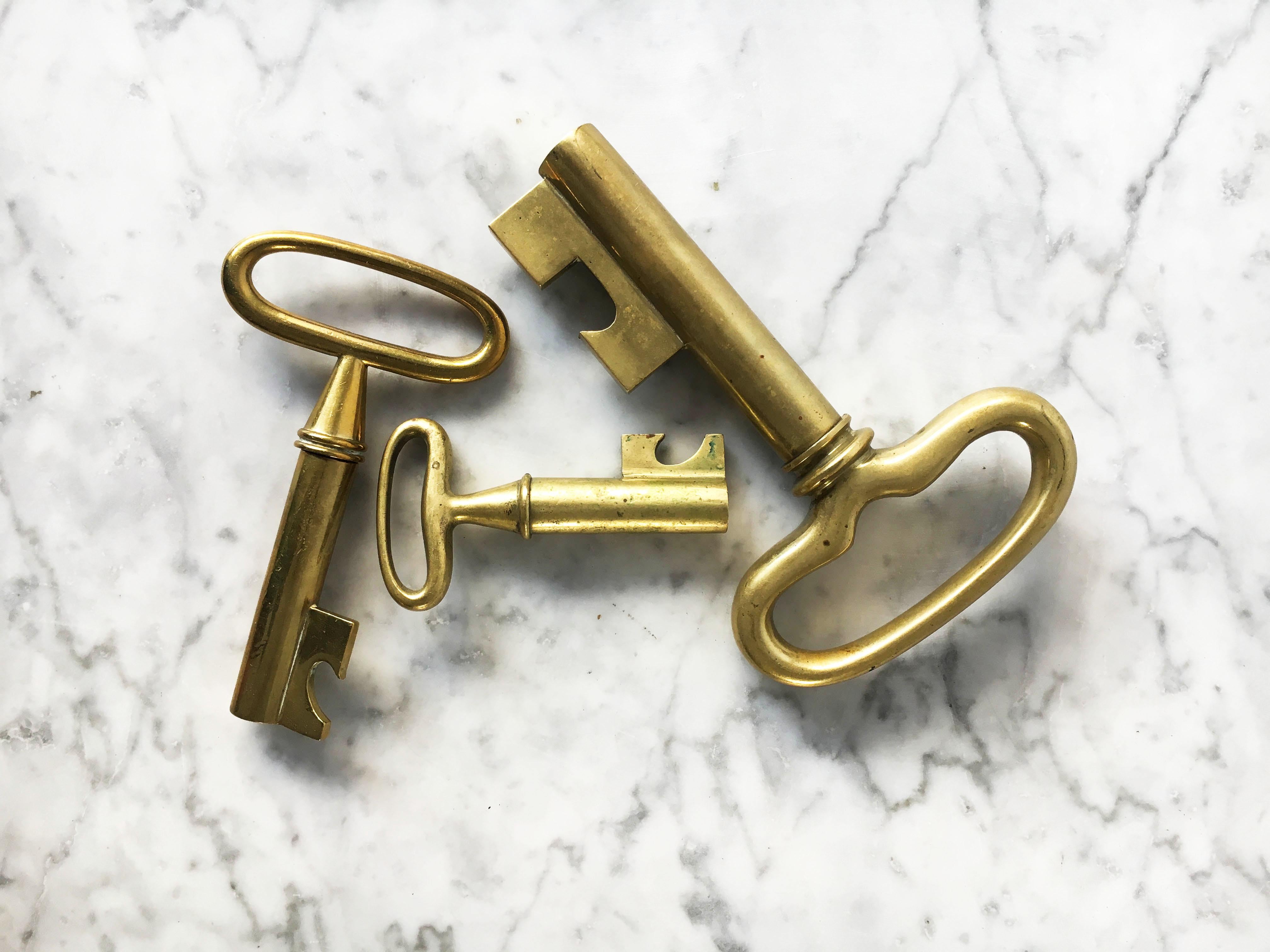 Mid-Century Modern Carl Auböck Key Corkscrew Collection, Group of Three S/ML/XL, Austria, 1950s