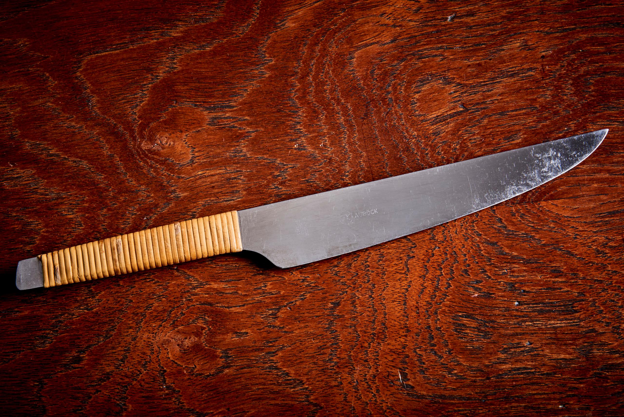 Mid-Century Modern Carl Auböck Knife with Rattan wrapped Handle Austria For Sale