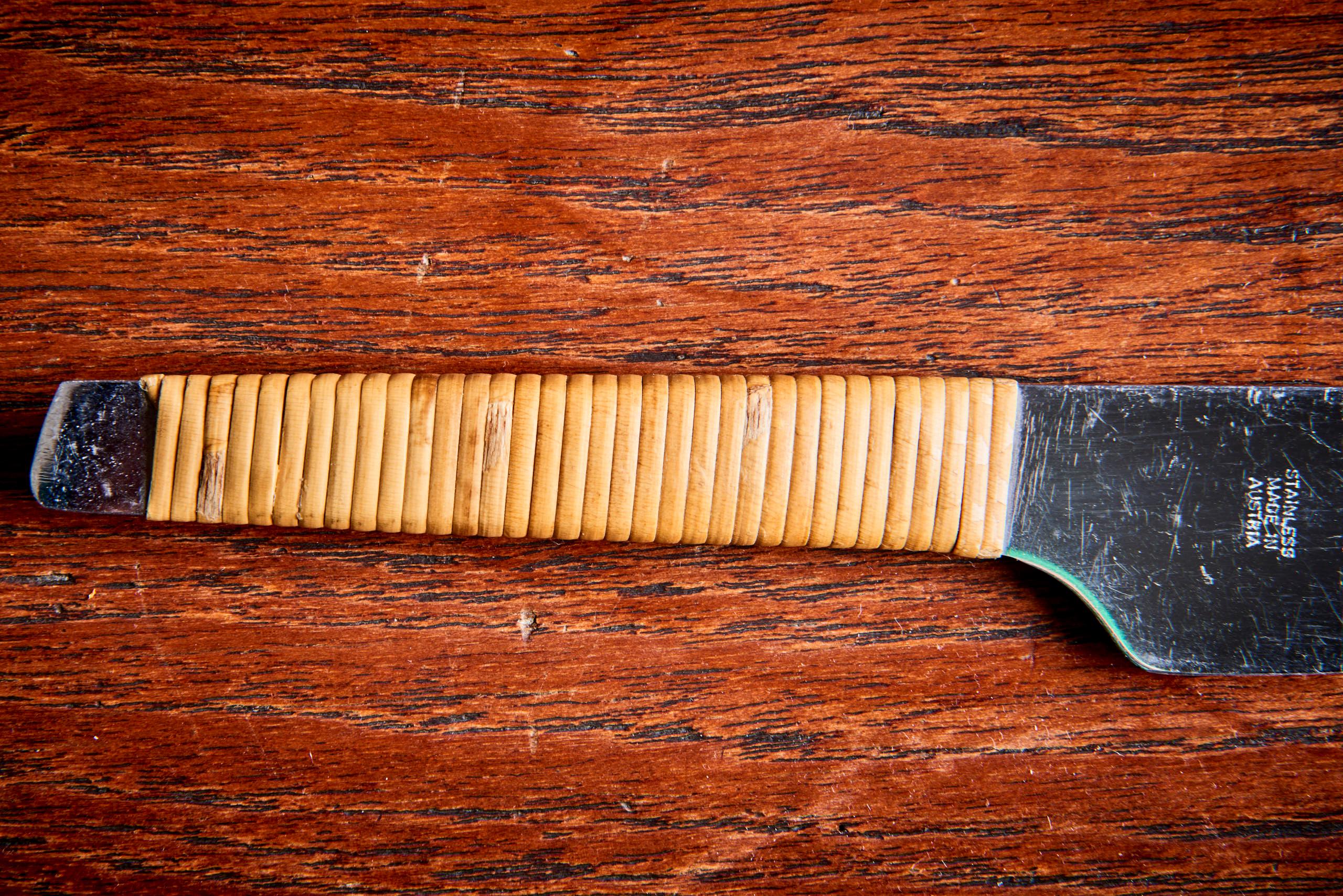 Carl Auböck Knife with Rattan wrapped Handle Austria In Fair Condition For Sale In Berlin, DE
