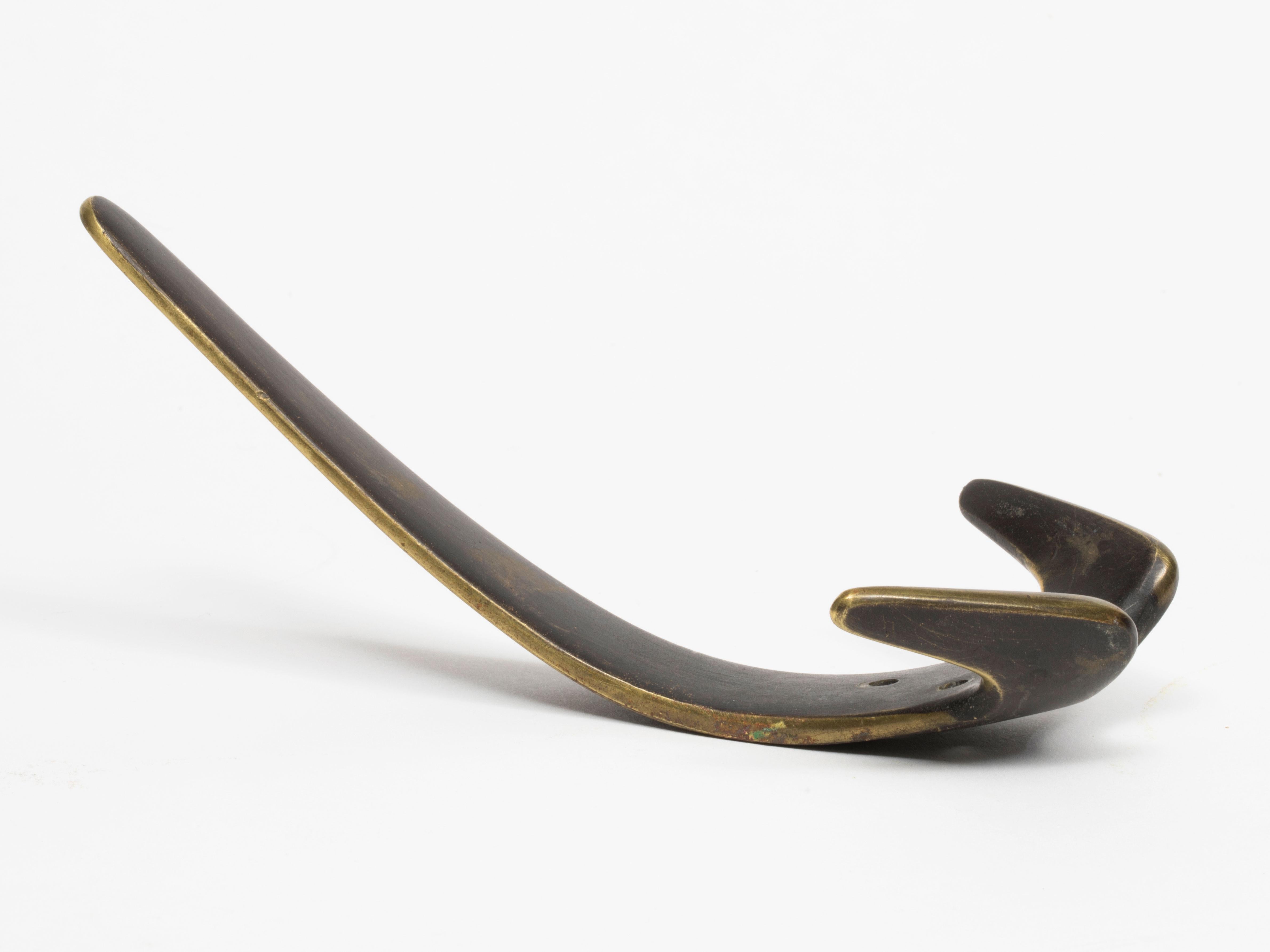 Mid-Century Modern Carl Auböck Large Brass Wall Hooks
