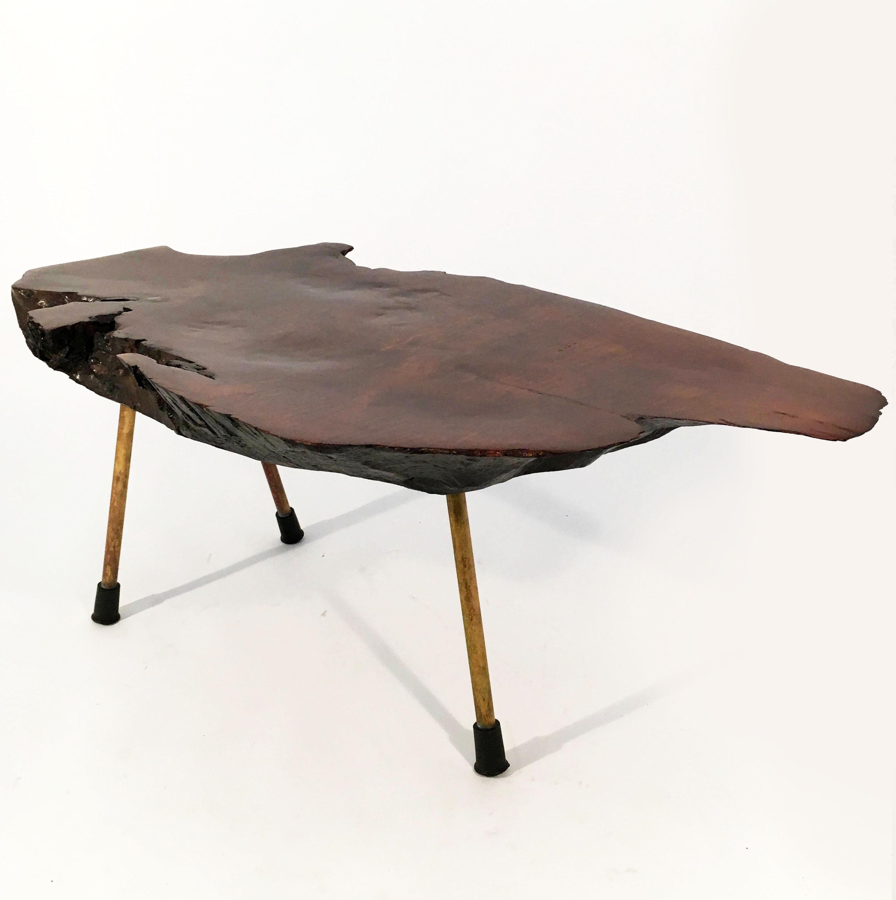 Austrian Carl Auböck II Original Large Walnut Tree Trunk Table 'Model No. 2' Austria 1950