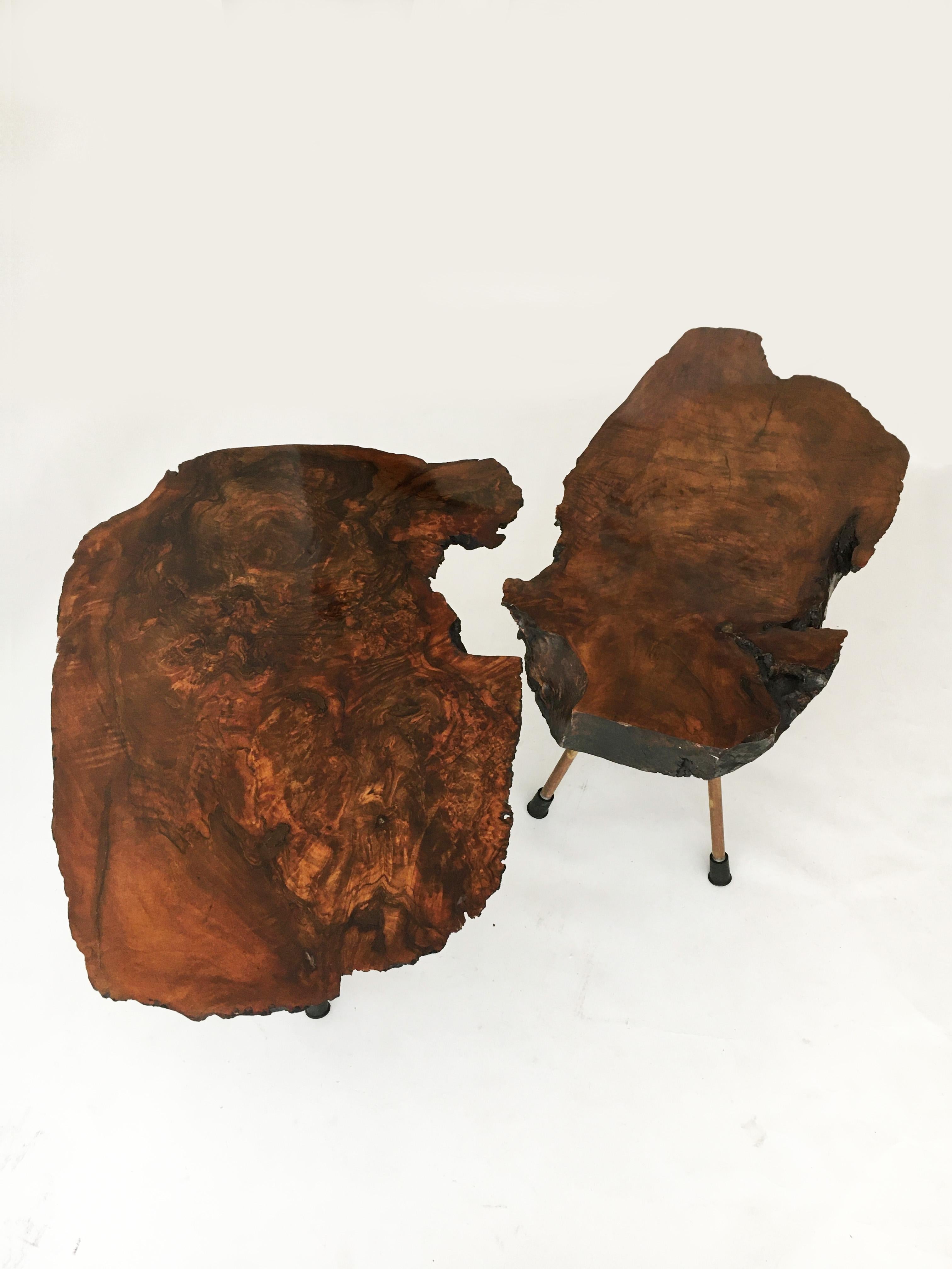 Carl Auböck Large Walnut Tree Trunk Tables, Set of Two, Austria, 1950s 5