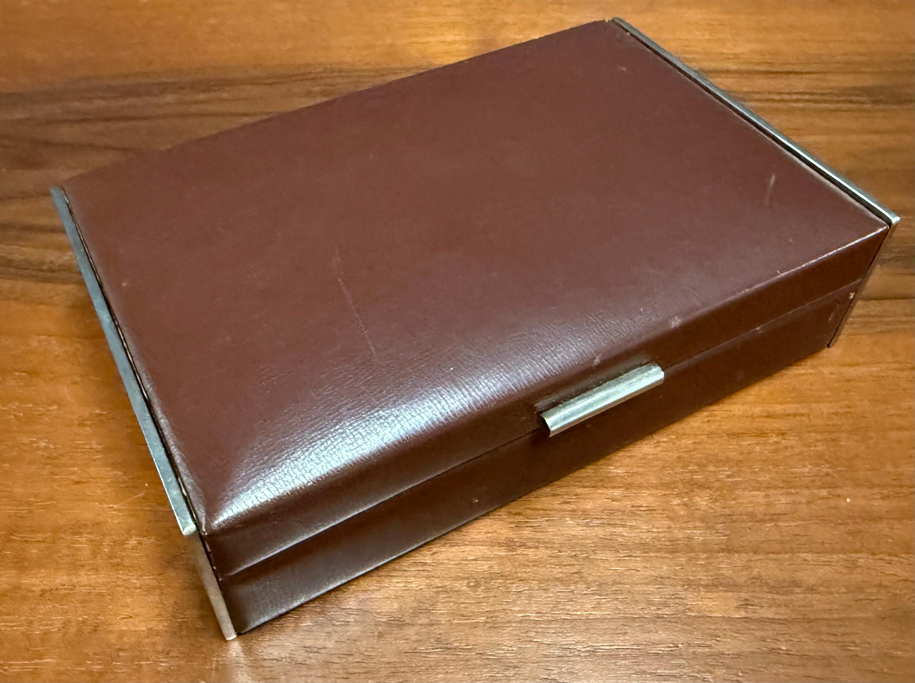 carl auböck leather and chrome box. In Good Condition For Sale In Munich, DE