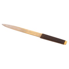 Retro Carl Auböck Letter Opener in Leather and Brass, Austria 1960s