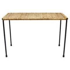 Carl Aubock Long Side Table, Flower Bench, Rattan, Wicker, Austria, 1950s