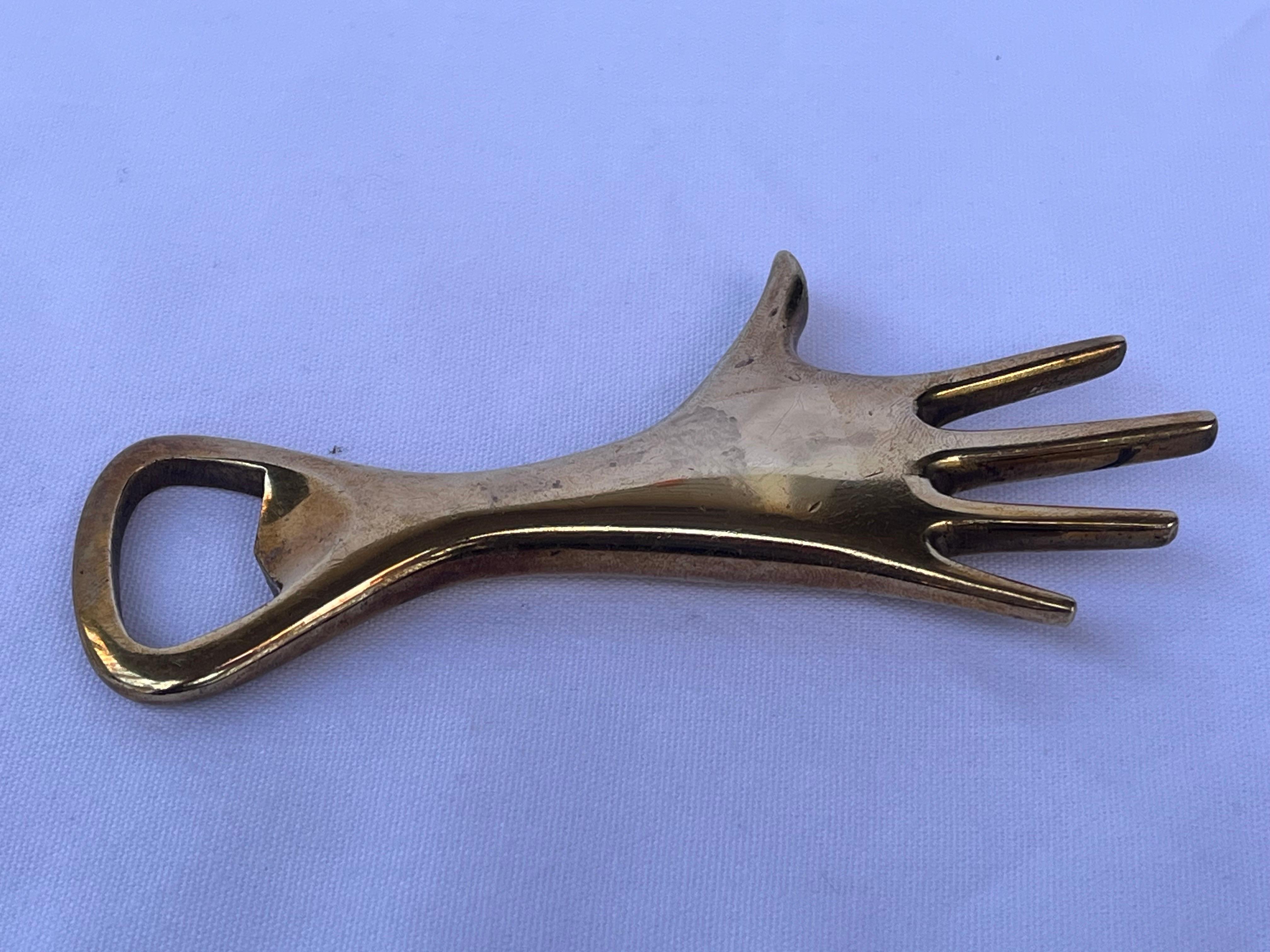 20th Century Carl Aubock Made in Austria Hand Bottle Opener Bar Tool Desk Accessory Vintage For Sale