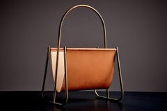 Brass and Leather Newspaper Rack by Werkstätte Carl Auböck, Austria 1960s