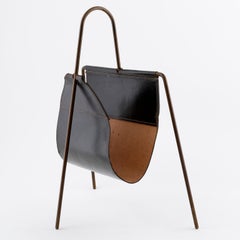 Carl Auböck Magazine Rack No. 4102, Patinated Brass Leather, 1950