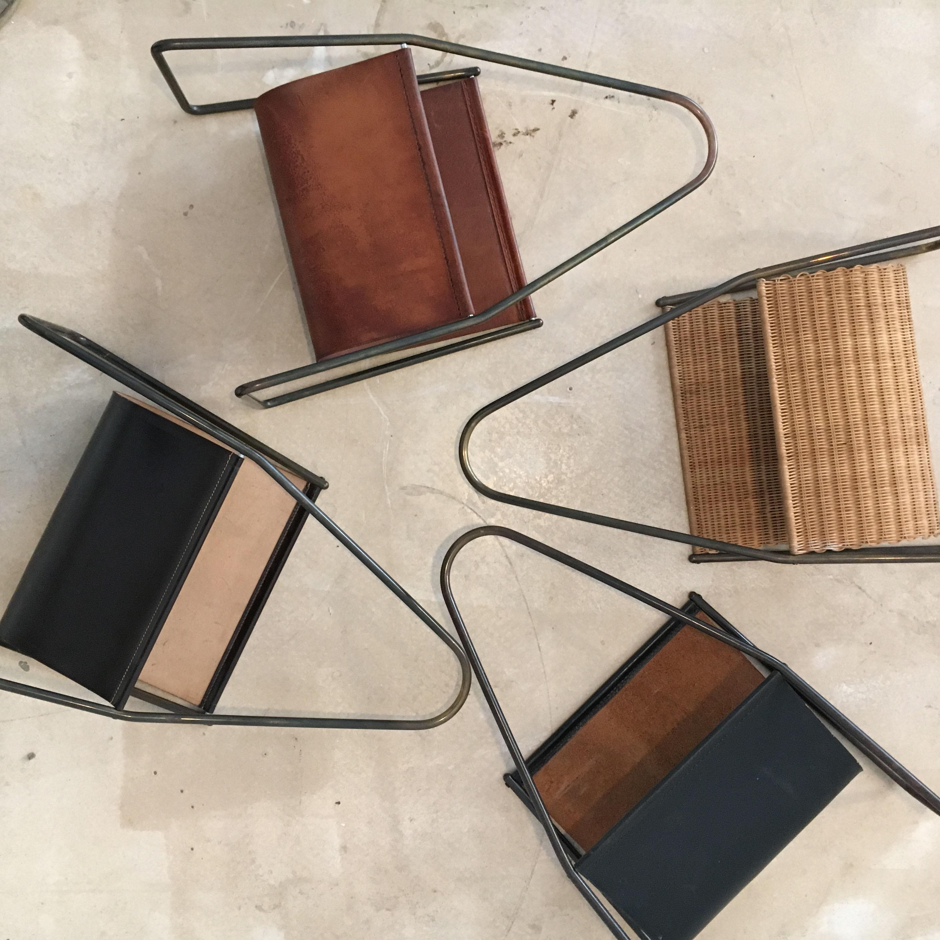 Mid-Century Modern Carl Auböck Magazine Stand Collection, Group of Four, Austria, 1950s For Sale