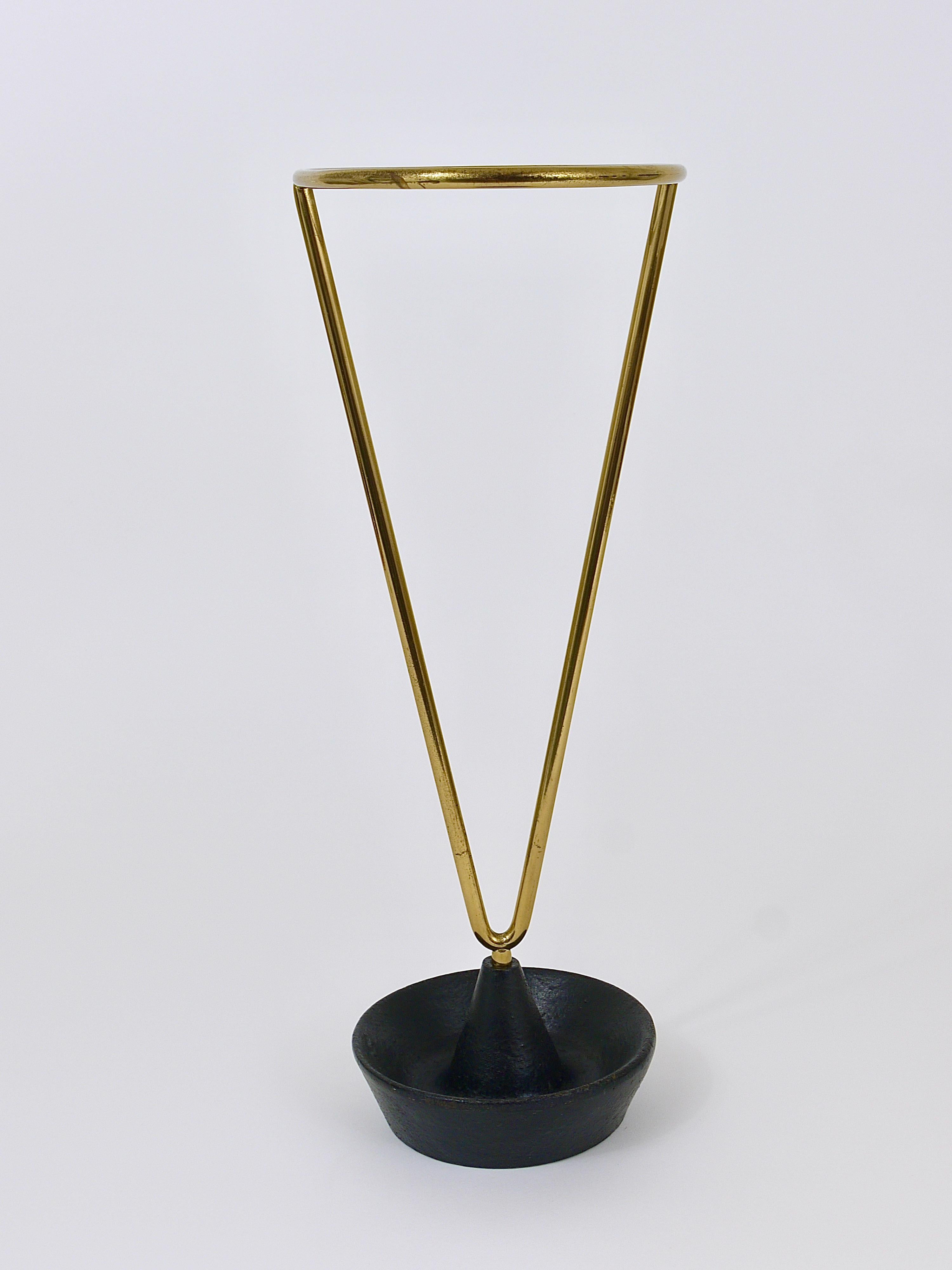Carl Auböck Mid-Century Brass and Cast Iron Umbrella Stand, Austria, 1950s For Sale 4