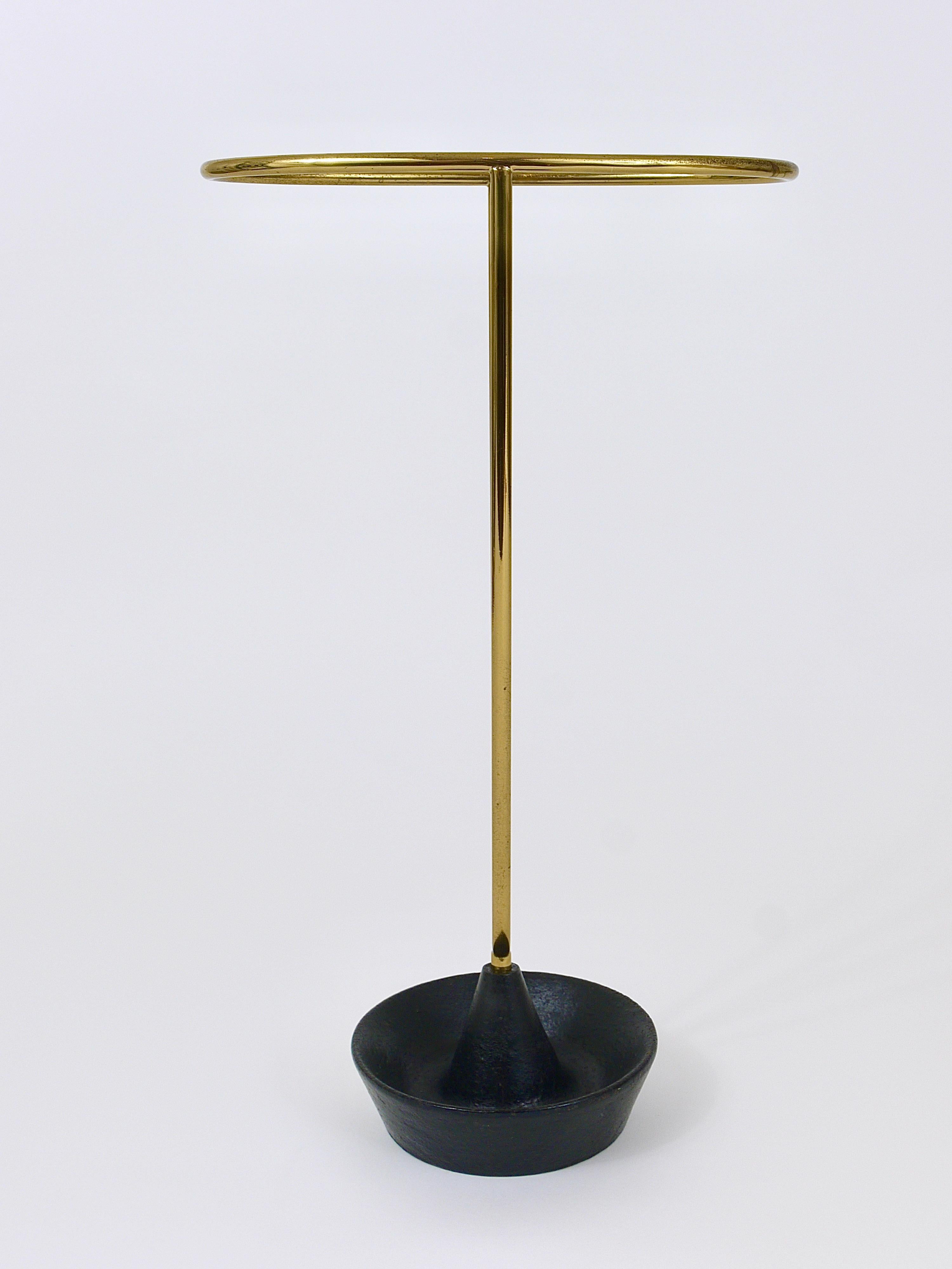 Carl Auböck Mid-Century Brass and Cast Iron Umbrella Stand, Austria, 1950s For Sale 5