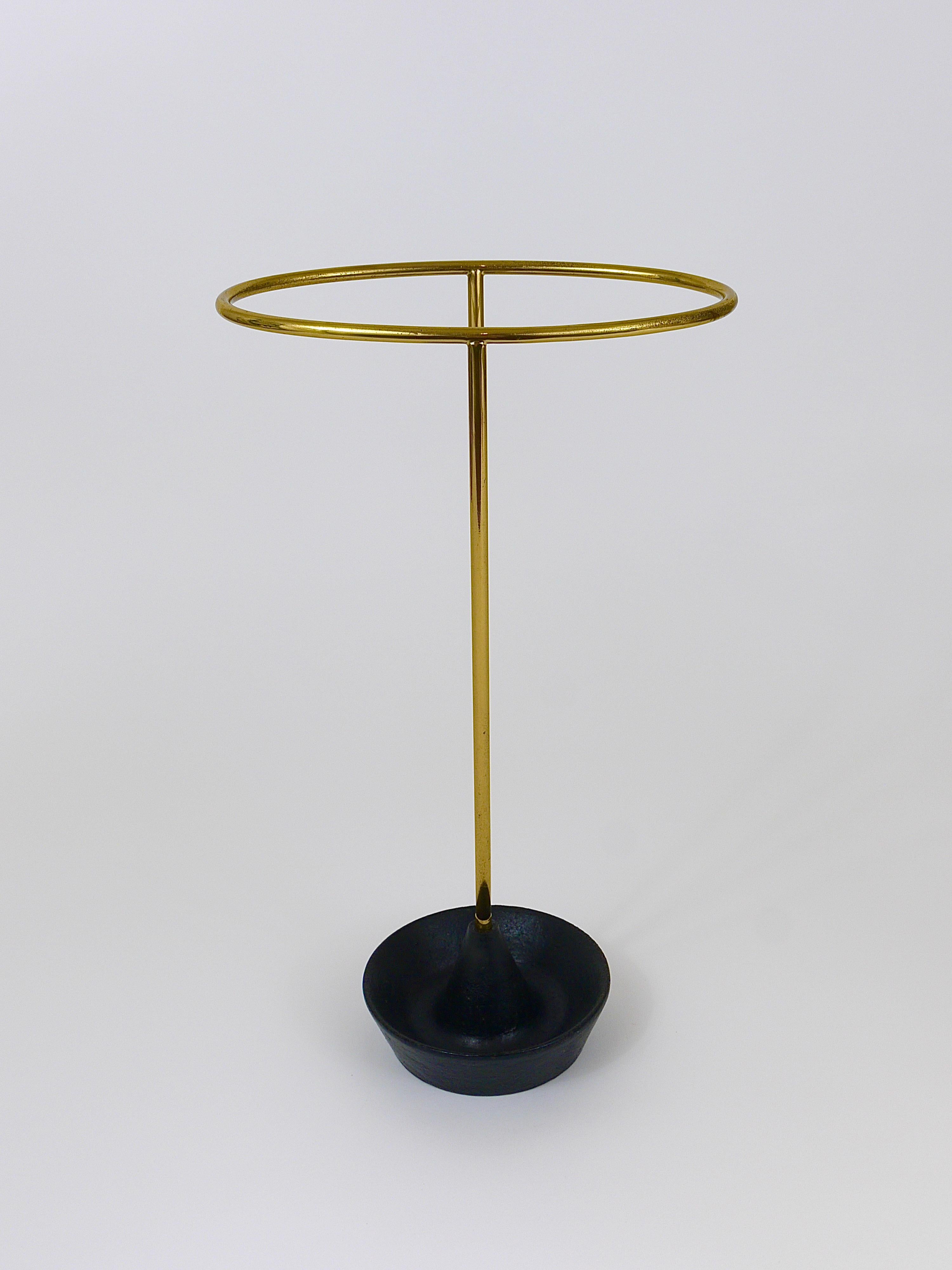Carl Auböck Mid-Century Brass and Cast Iron Umbrella Stand, Austria, 1950s For Sale 7