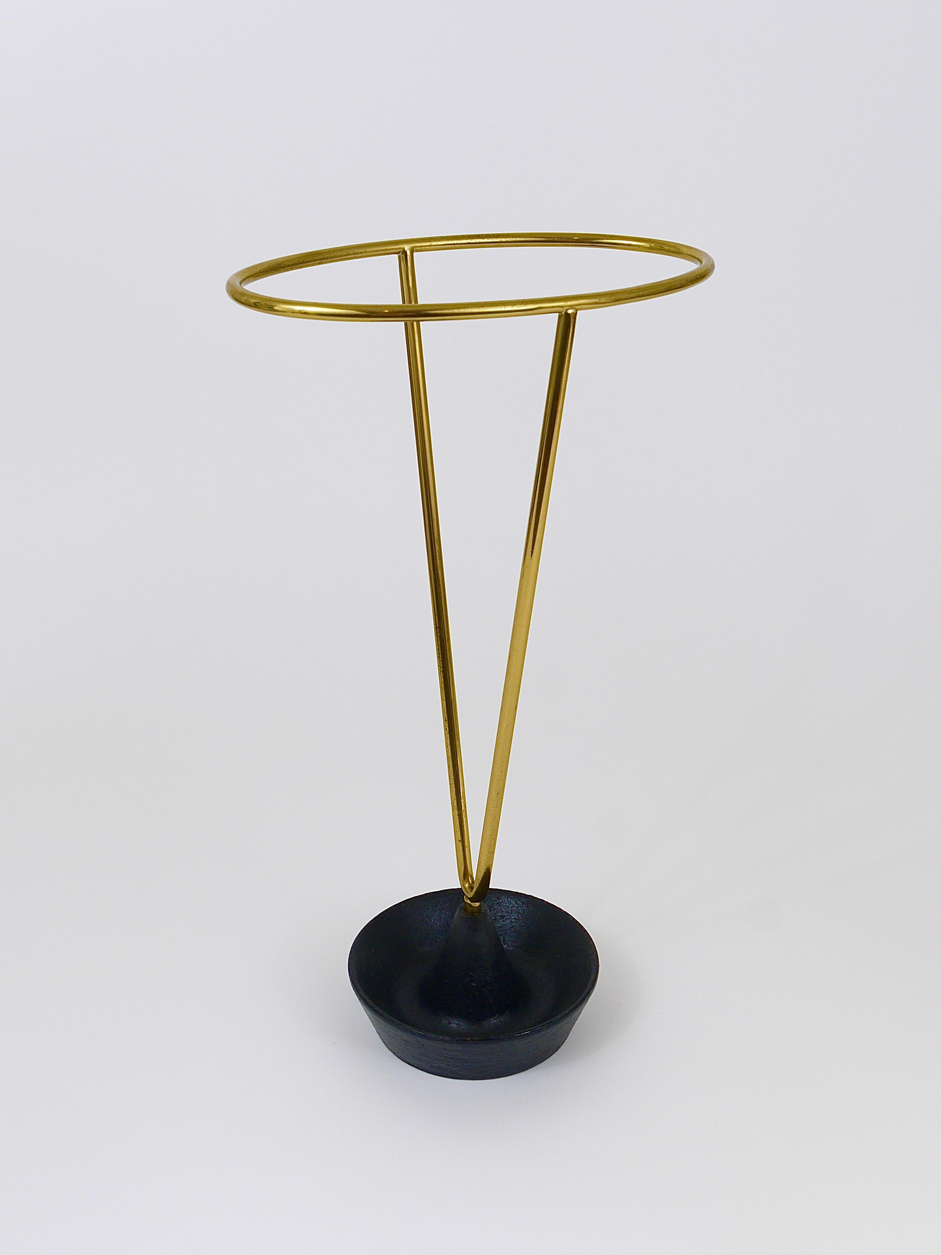 Carl Auböck Mid-Century Brass and Cast Iron Umbrella Stand, Austria, 1950s For Sale 8