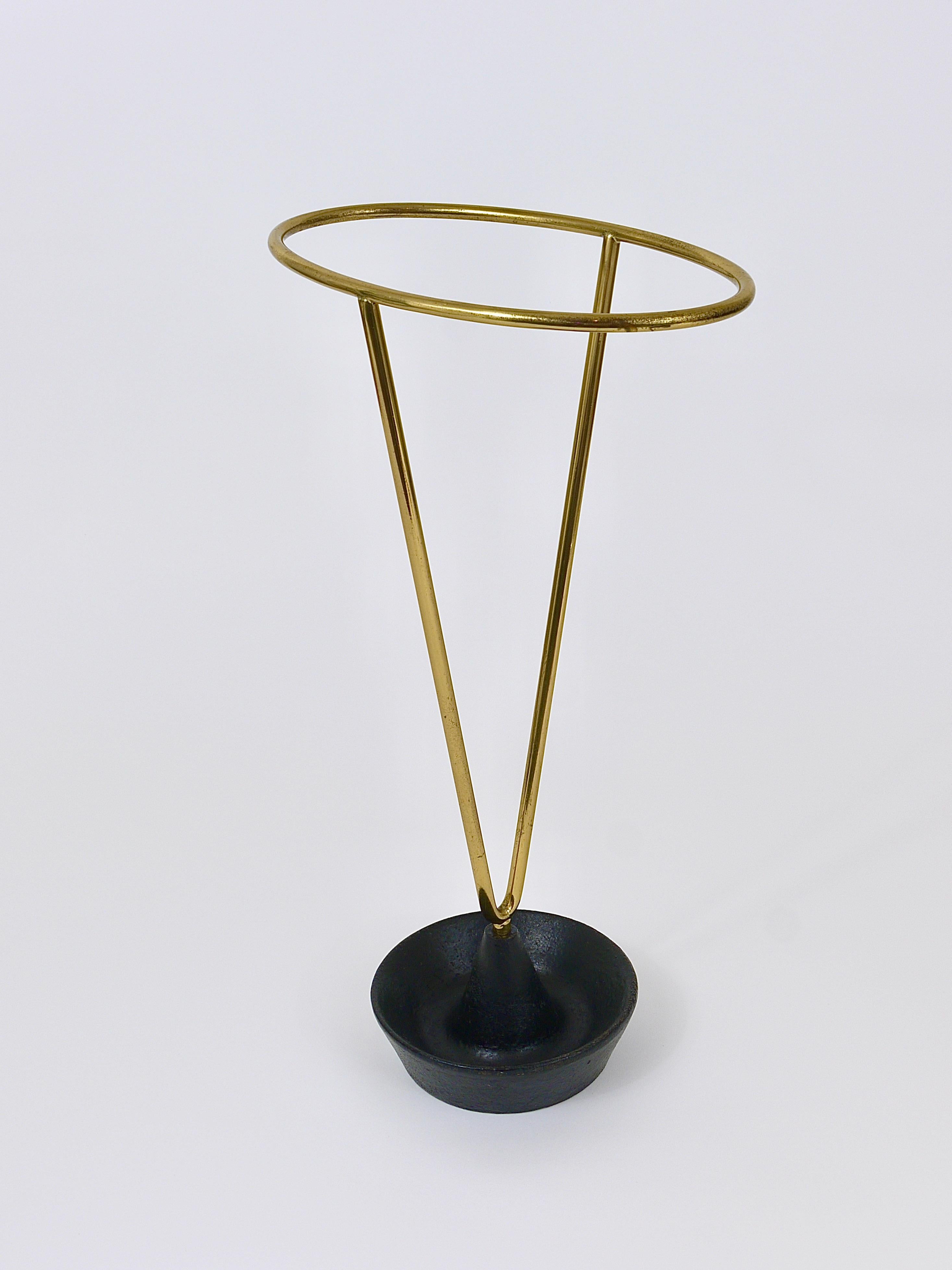 20th Century Carl Auböck Mid-Century Brass and Cast Iron Umbrella Stand, Austria, 1950s For Sale
