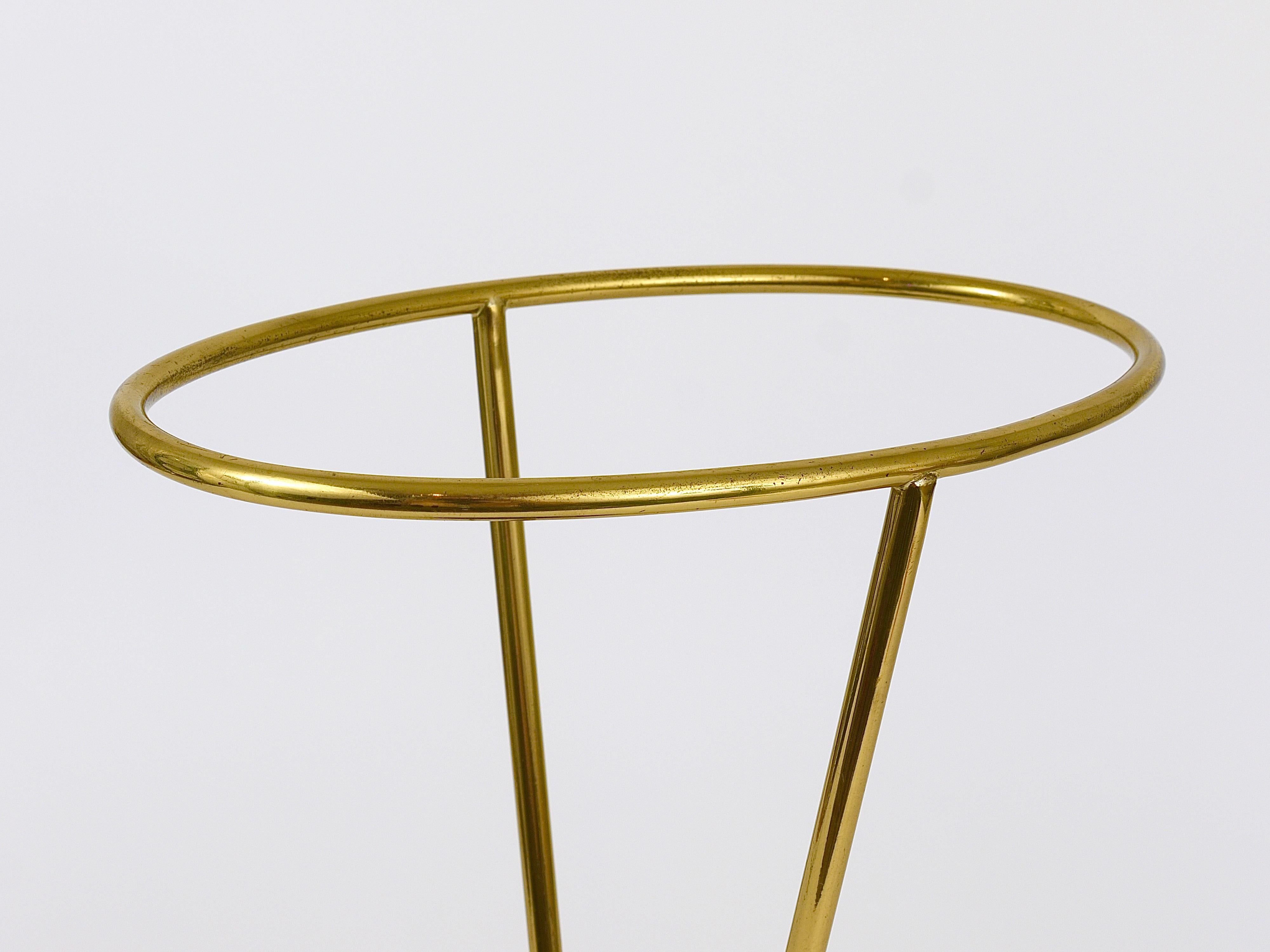 Carl Auböck Mid-Century Brass and Cast Iron Umbrella Stand, Austria, 1950s For Sale 1