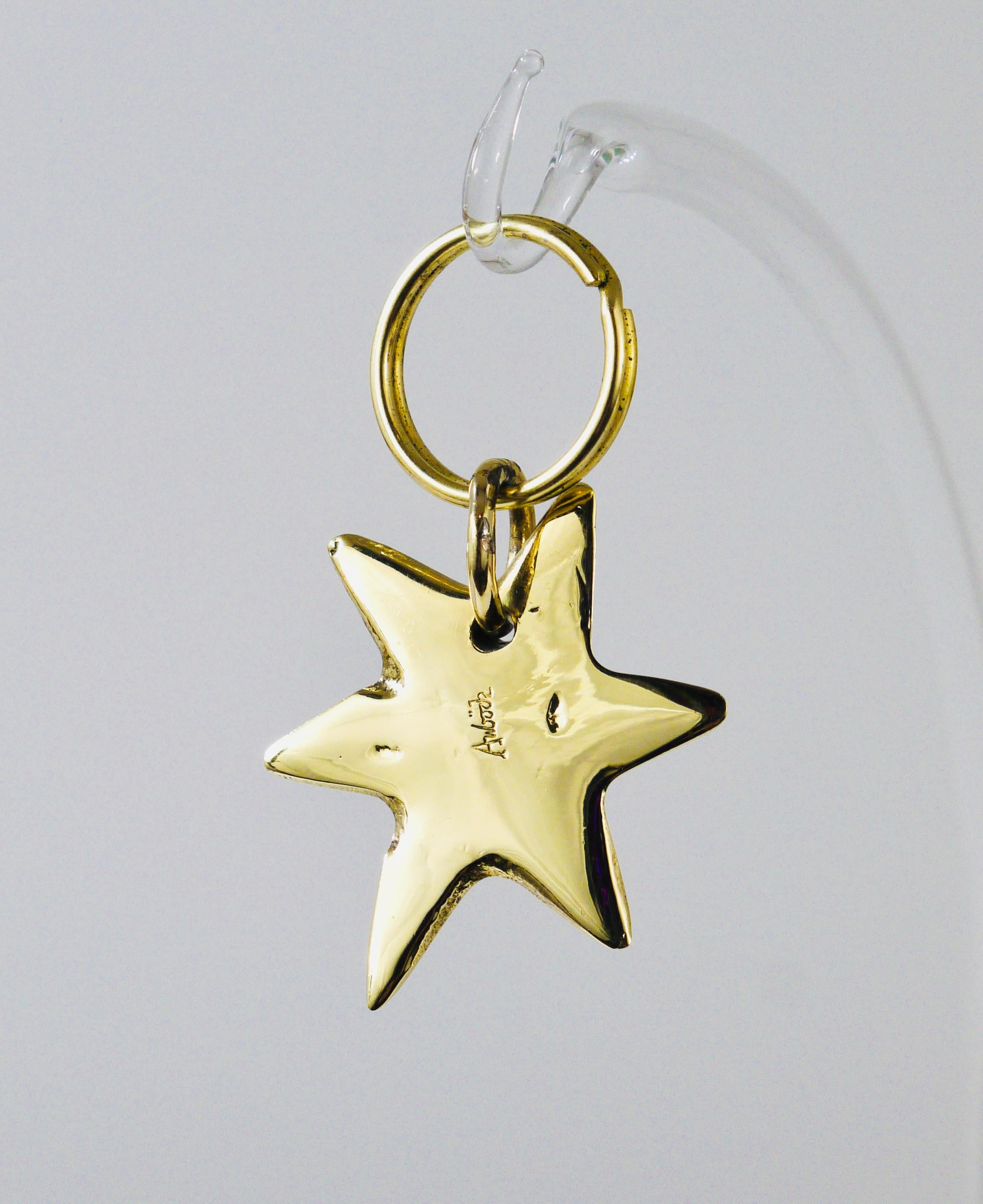 Carl Auböck Midcentury Brass Star Sea Star Starfish Key Ring Chain Holder In Excellent Condition For Sale In Vienna, AT