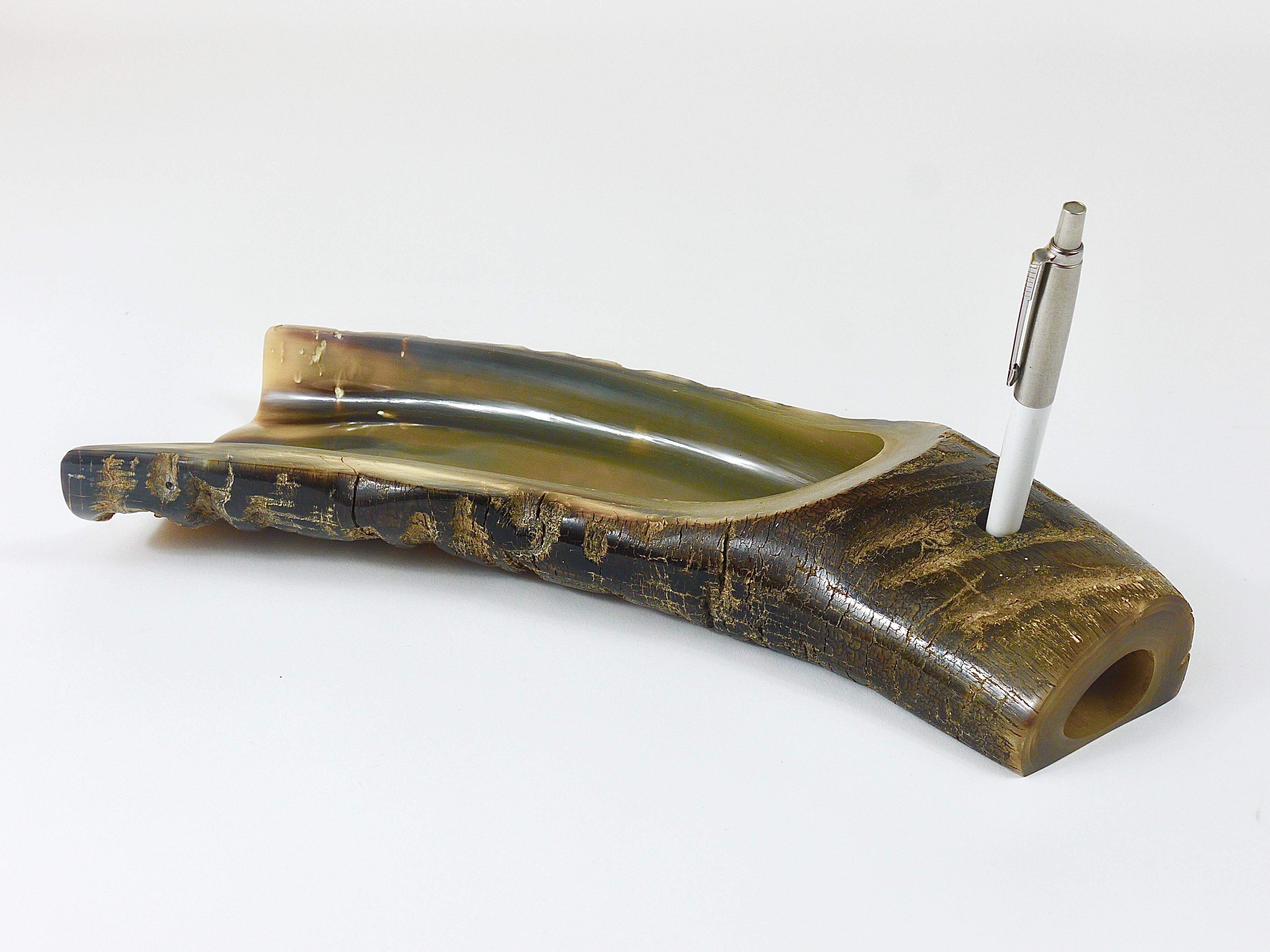 Mid-Century Modern Carl Aubock Mid Century Horn Desk Pen & Pencil Tray & Holder, Austria, 1960s For Sale