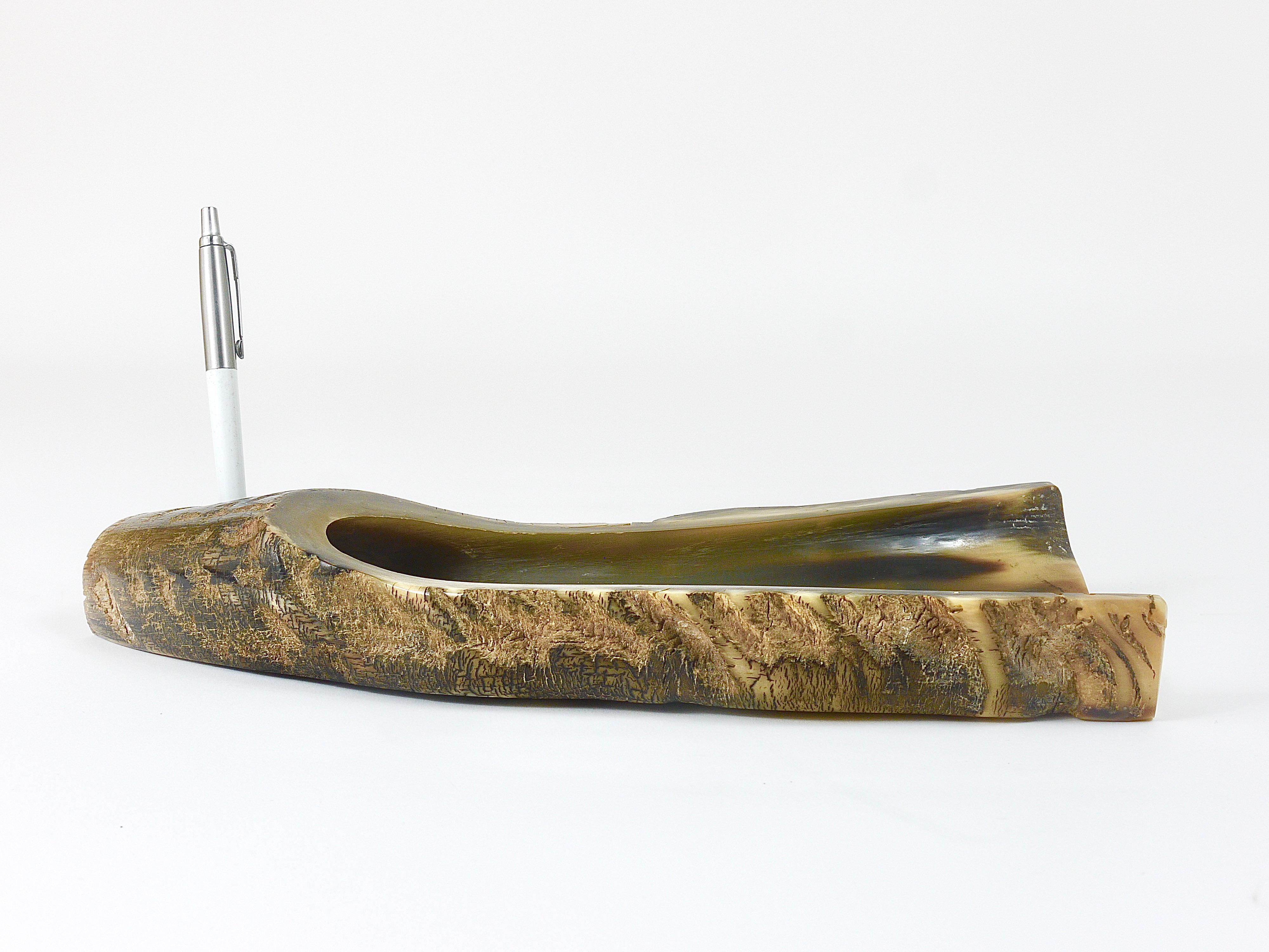 Carl Aubock Mid Century Horn Desk Pen & Pencil Tray & Holder, Austria, 1960s In Good Condition For Sale In Vienna, AT