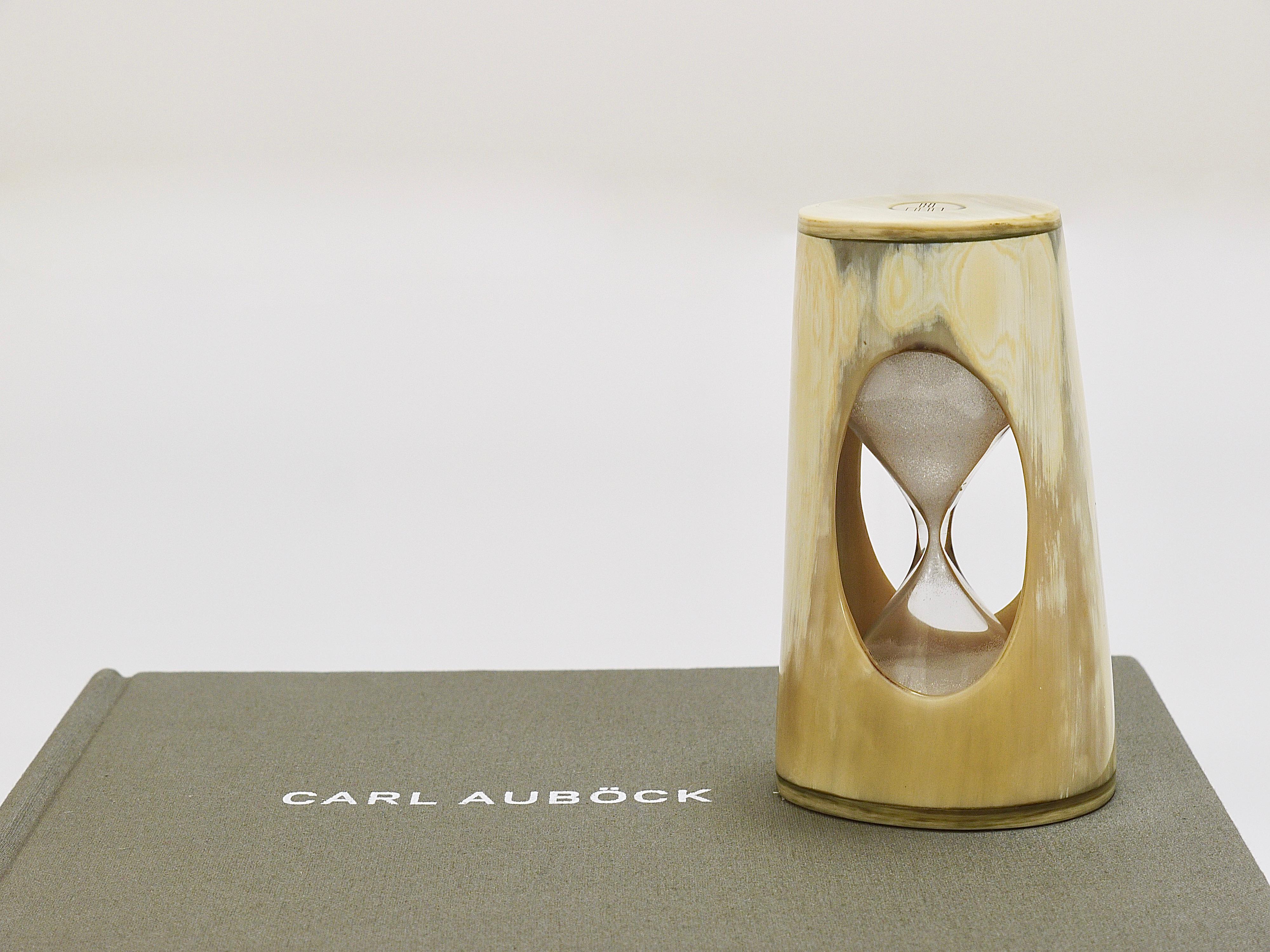 Mid-Century Modern Carl Aubock Mid-Century Hour Glass, Sand Timer, Horn, Brass, Austria, 1950s