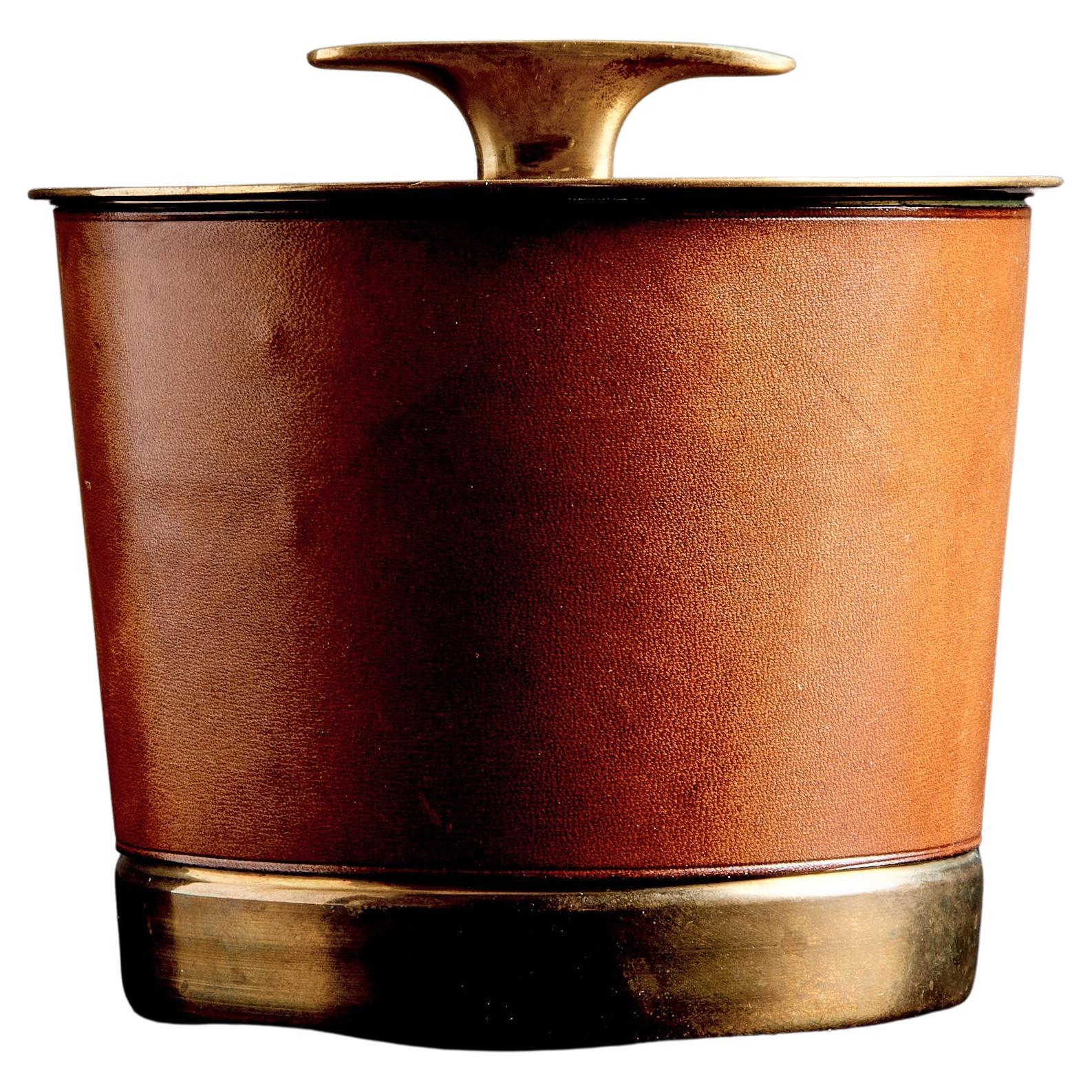 1960s Leather-Wrapped Humidor by Werkstätte Carl Auböck, Austria