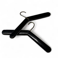 Carl Auböck Mid-Century Leather Clad Coat Hangers Set of Two, Austria 1950s