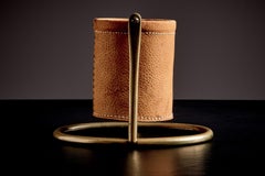 Bottle Holder with Leather Sleeve by Werkstätte Carl Auböck, Austria, 1960s