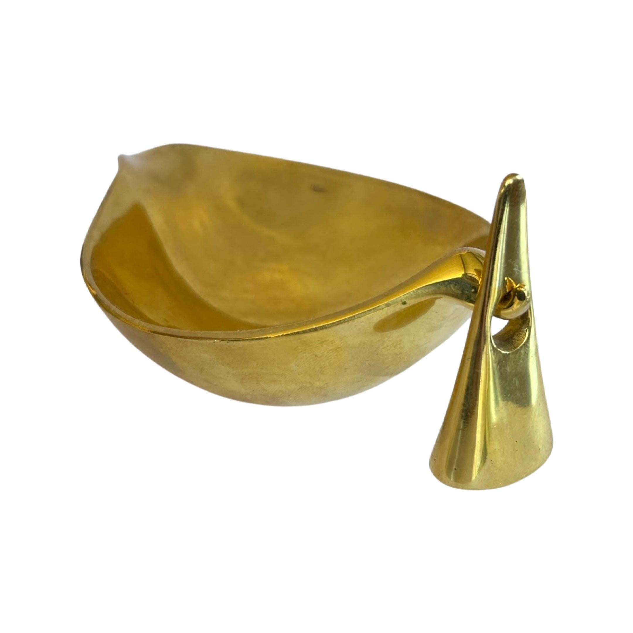 Carl Aubock Mid-Century Modern Brass Ashtray and Snuffer #3514 1950s Design In New Condition For Sale In Chalk Hill, PA