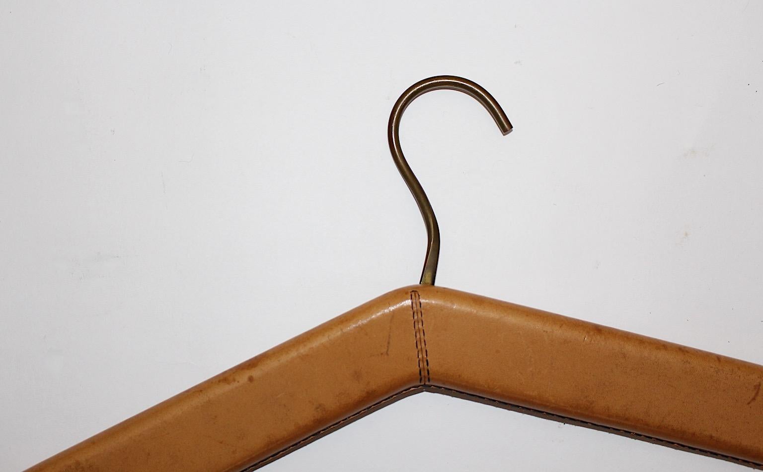 Mid-20th Century Carl Aubock Mid-Century Modern Vintage Brass Leather Coat Hook, 1960, Austria For Sale