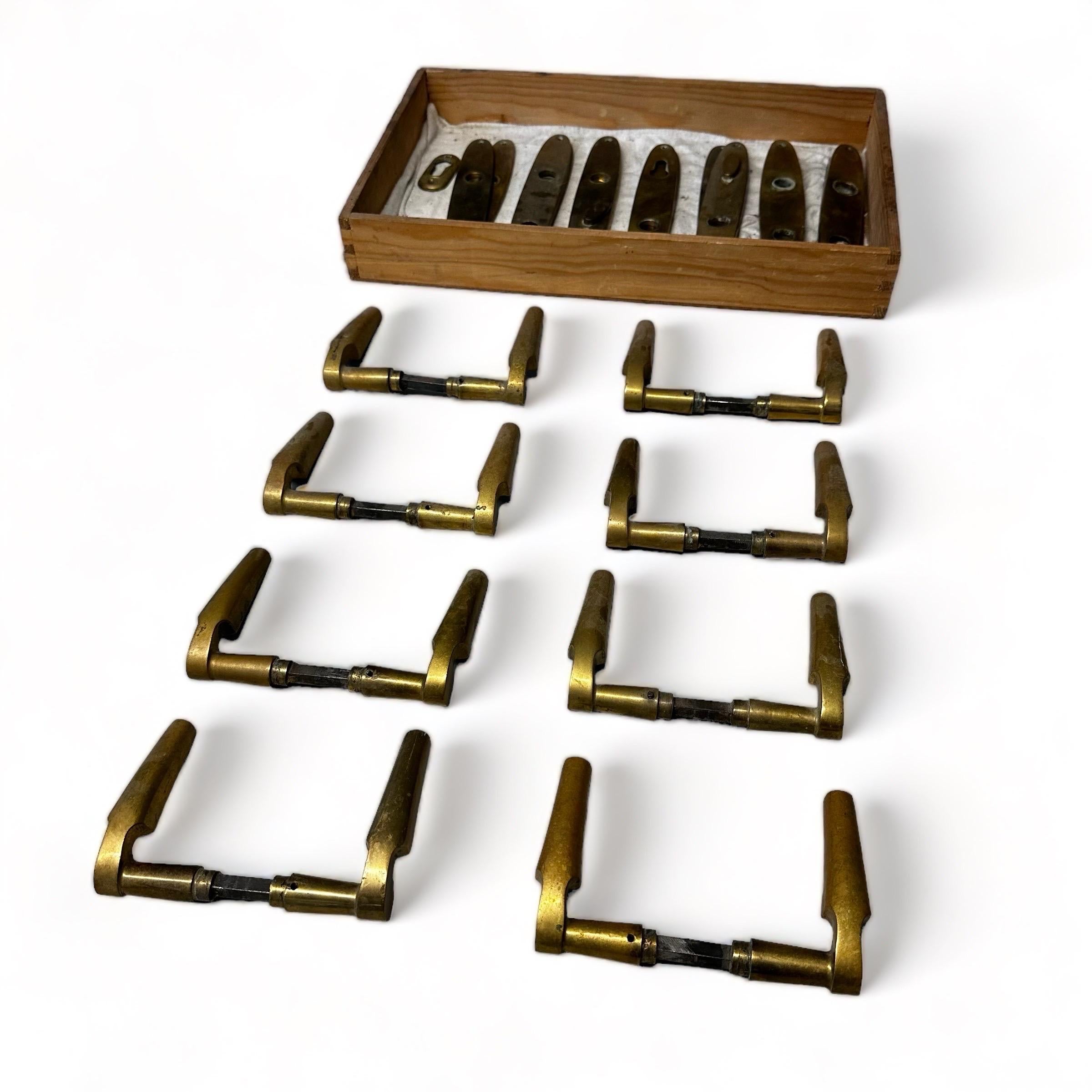 Austrian Carl Auböck Mid-Century Patinated Brass Knobs Set of 8, Austria, 1950s For Sale