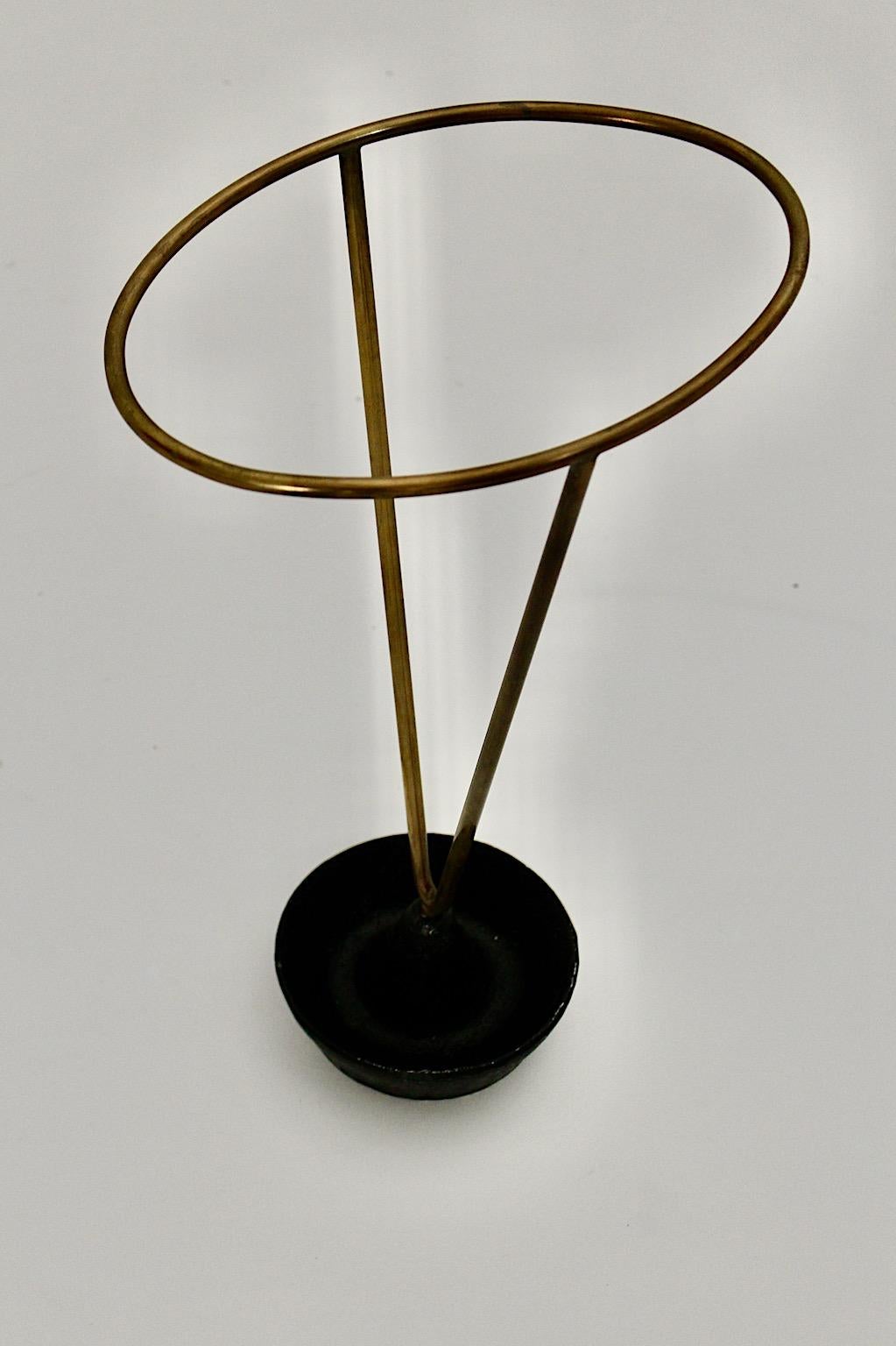 Carl Auböck Mid Century Vintage Black Brass Umbrella Stand Cane Holder 1950s For Sale 3