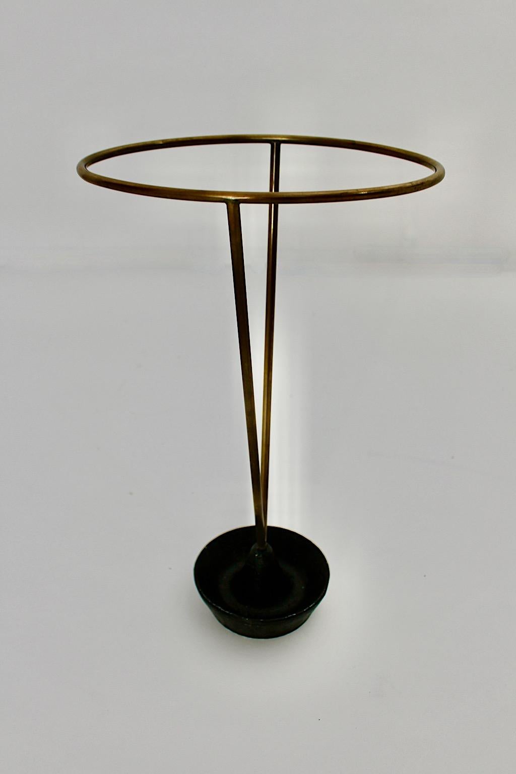 Carl Auböck Mid Century Vintage Black Brass Umbrella Stand Cane Holder 1950s For Sale 6