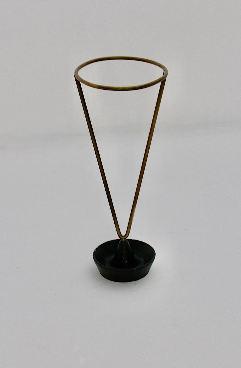 Mid-Century Modern Carl Auböck Mid Century Vintage Black Brass Umbrella Stand Cane Holder 1950s For Sale