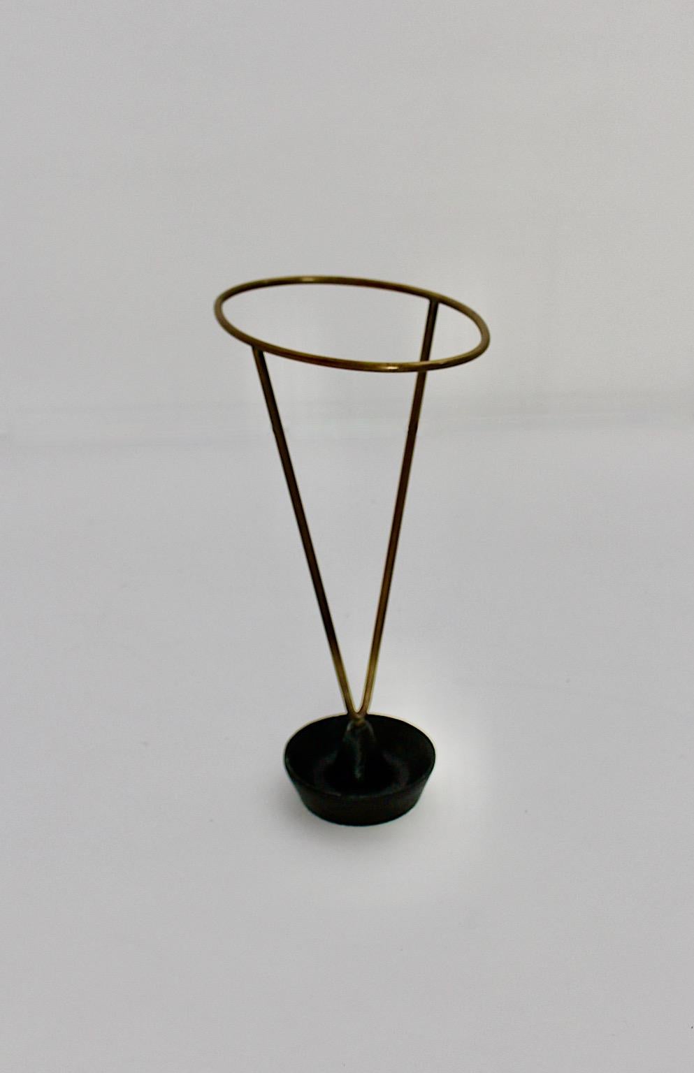 20th Century Carl Auböck Mid Century Vintage Black Brass Umbrella Stand Cane Holder 1950s For Sale
