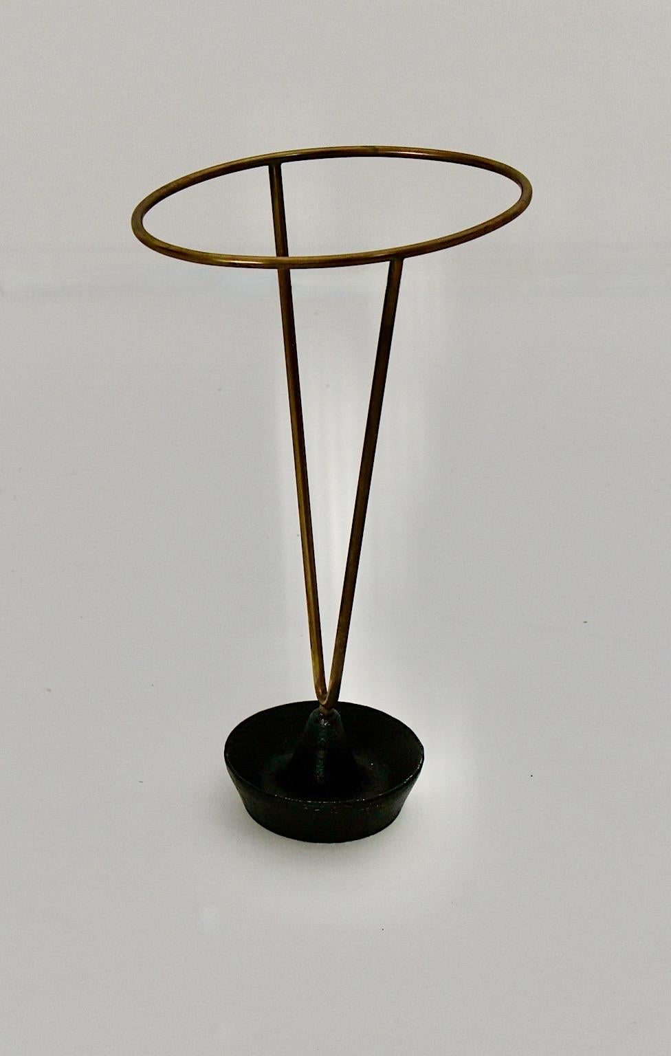 Carl Auböck Mid Century Vintage Black Brass Umbrella Stand Cane Holder 1950s For Sale 2