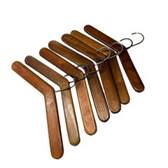 Carl Auböck Mid-Century Walnut Coat Hangers Set of 7, Austria 1950s