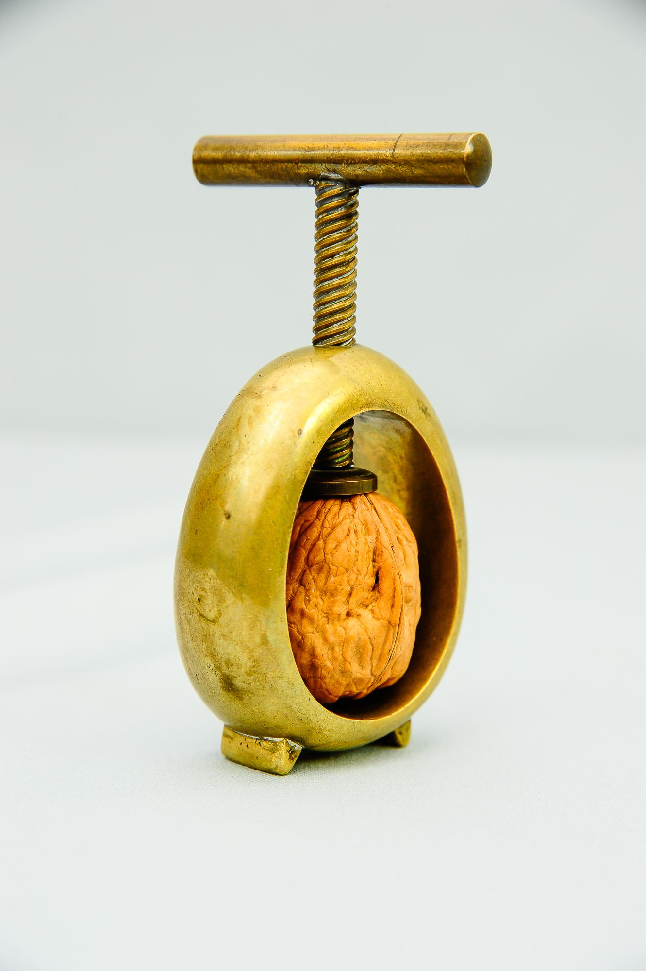 Austrian Carl Auböck Midcentury Brass Nut Cracker, Austria, 1950s Signatured For Sale