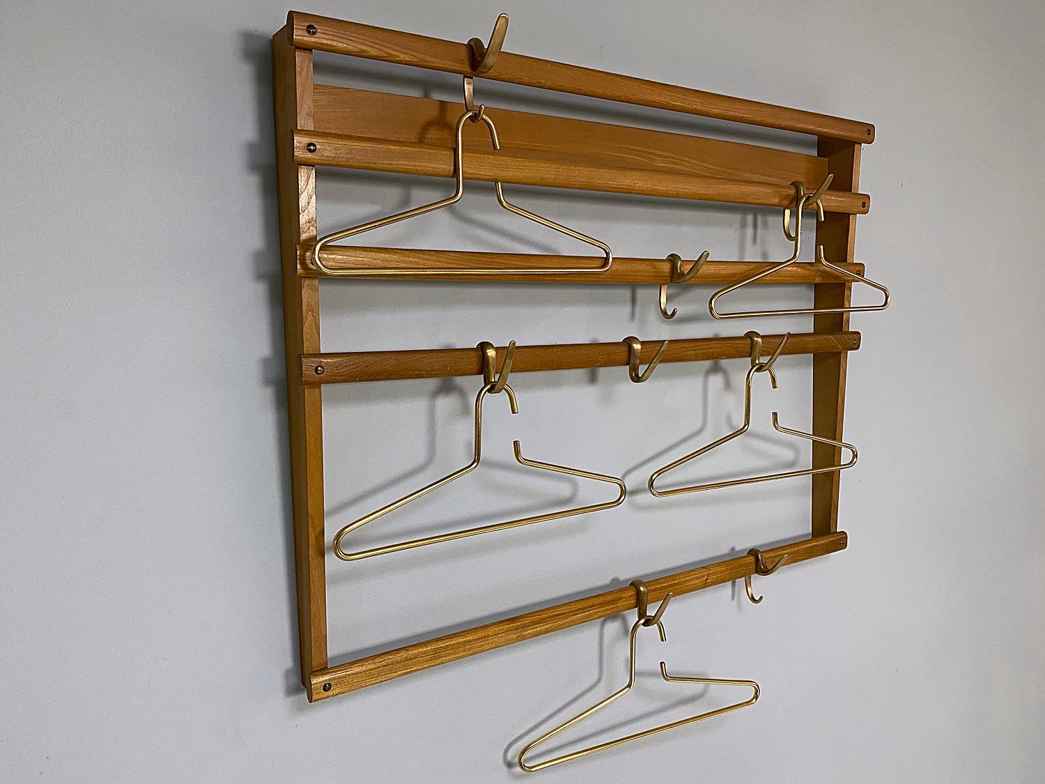 Hand-Crafted Carl Auböck 2 / 40 Midcentury Brass Plated Coat Hangers, No.5714, 1960s, Austria For Sale
